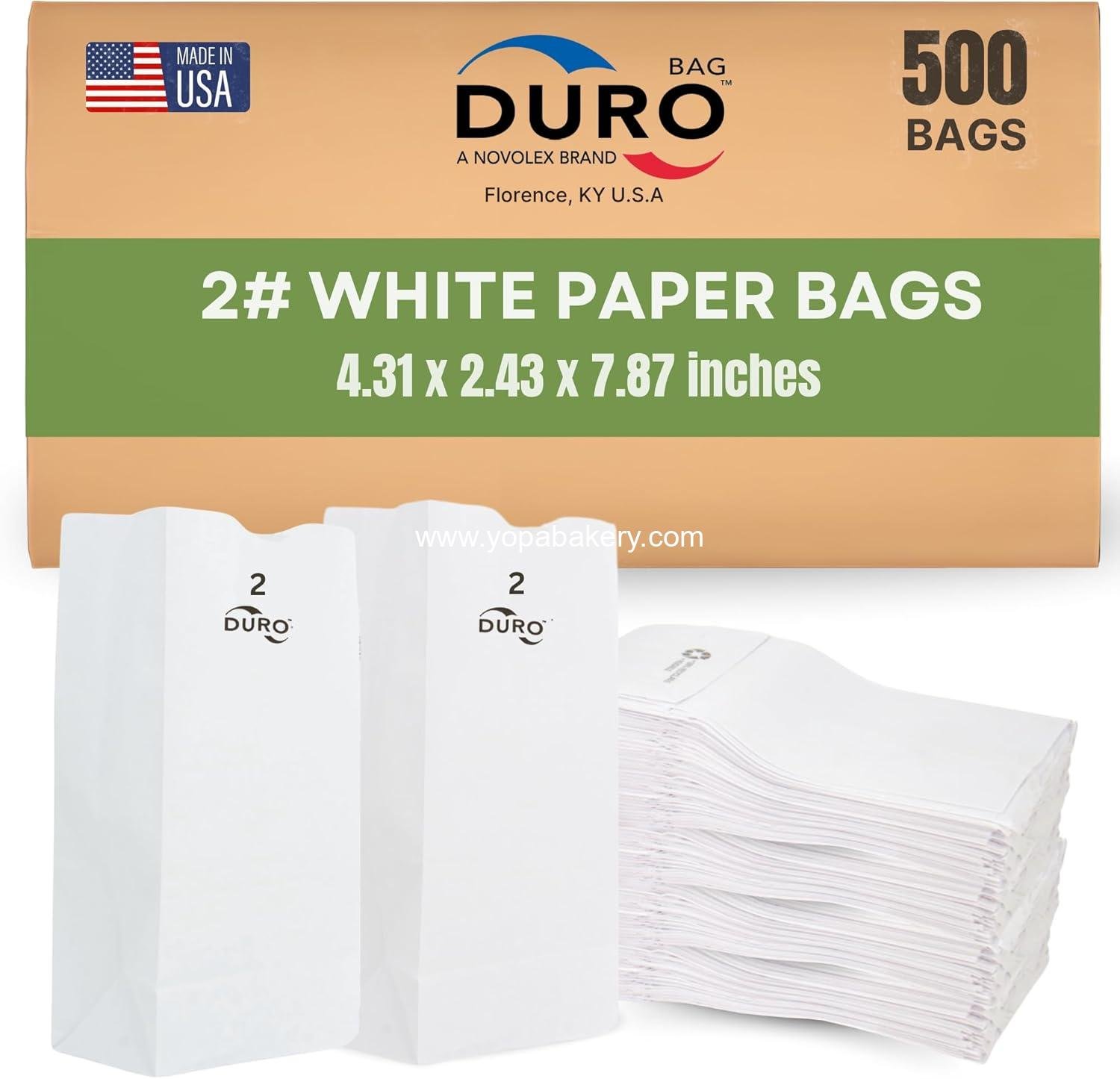 Duro 2# White Popcorn Bags 500-Count, Bulk Small White Paper Bags for Candy, Cookies, Snacks & Treats, Dubl Life SOS Paperbag - 4.31 x 2.43 x 7.87 Inches