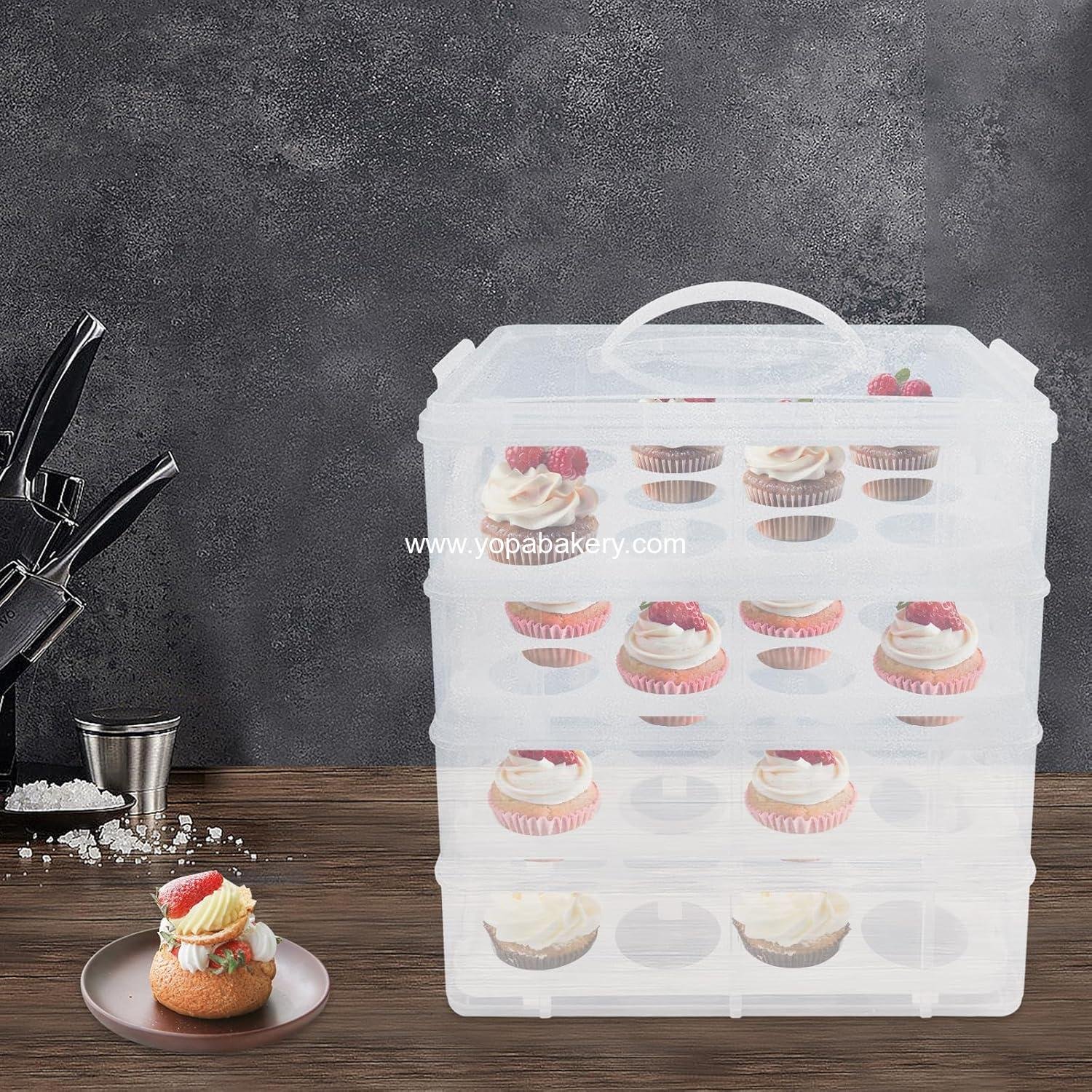 Wholesale 48 Cupcake Carrier 4-Tier Portable Bakery Box Large Transparent Lid Stackable Dessert Container for Cakes Cookies Events manufacturer