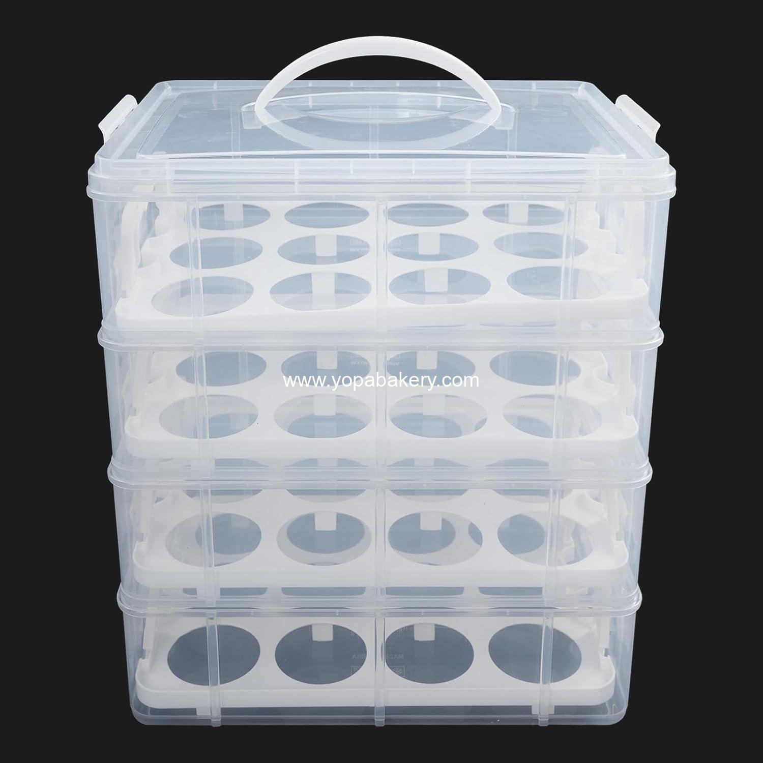 Wholesale 48 Cupcake Carrier 4-Tier Portable Bakery Box Large Transparent Lid Stackable Dessert Container for Cakes Cookies Events manufacturer