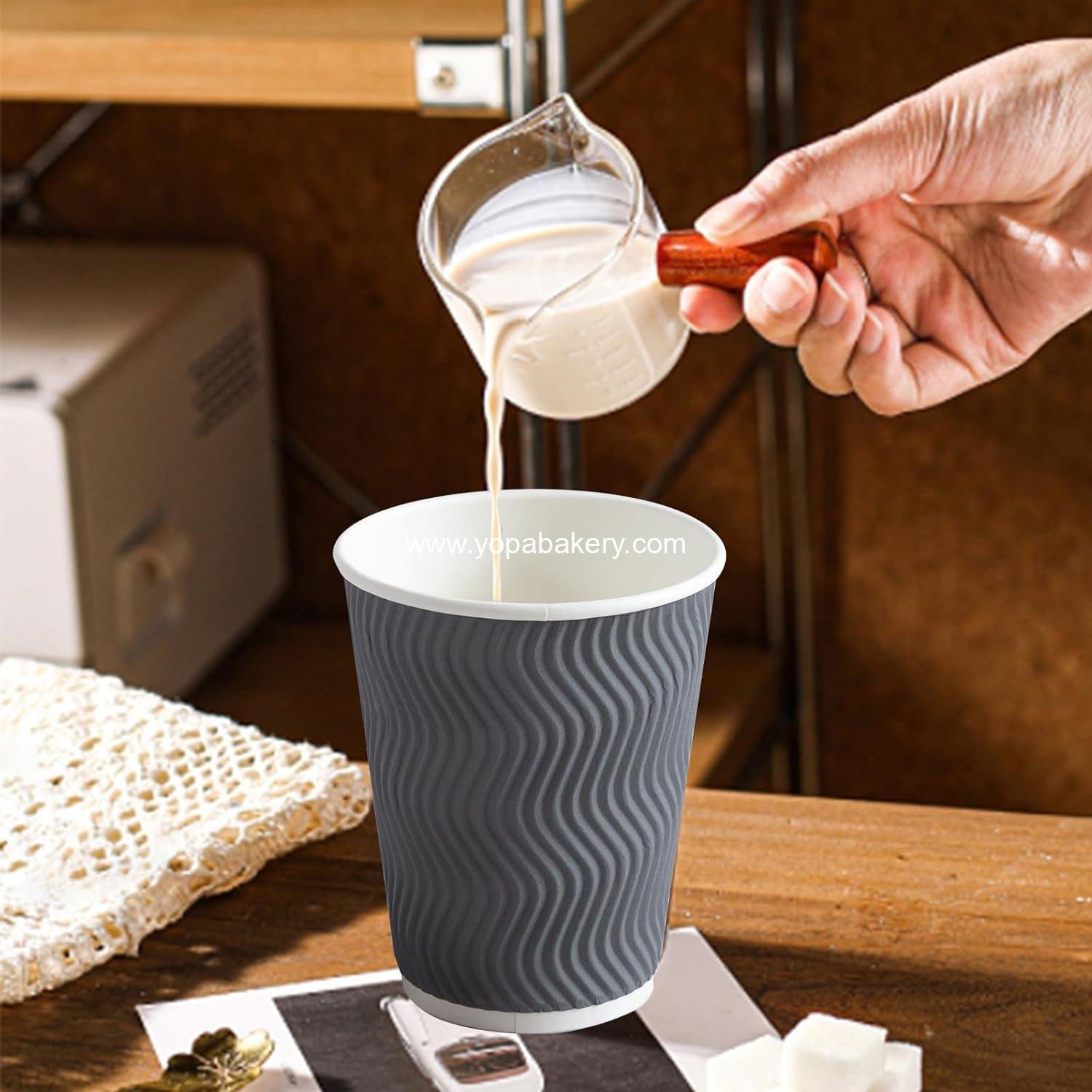 Wholesale 12 oz Insulated Disposable Paper Coffee Cups 120 Pack Corrugated Ripple Wall Hot Cold Drinks Office Cafe Party Travel Gray manufacturer