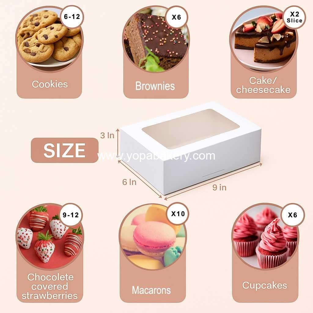 Wholesale 30-Pack 9x6x3 Inch White Cookie Treat Boxes with Window for Desserts Cupcakes Donuts Candy Pastry Baked Goods Gifts Factory