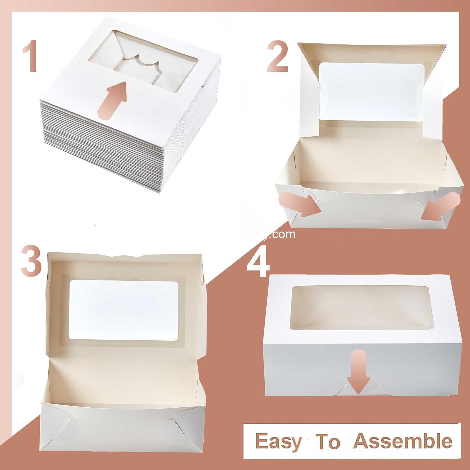 Wholesale 30-Pack 9x6x3 Inch White Cookie Treat Boxes with Window for Desserts Cupcakes Donuts Candy Pastry Baked Goods Gifts Factory