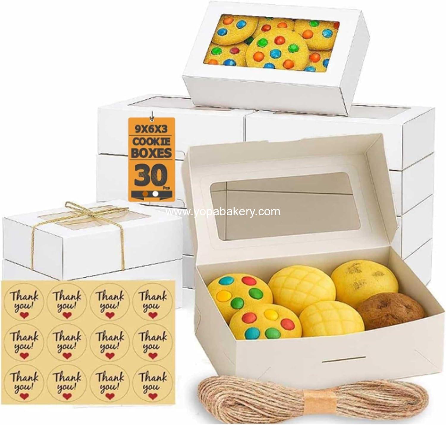 Wholesale 30-Pack 9x6x3 Inch White Cookie Treat Boxes with Window for Desserts Cupcakes Donuts Candy Pastry Baked Goods Gifts Factory