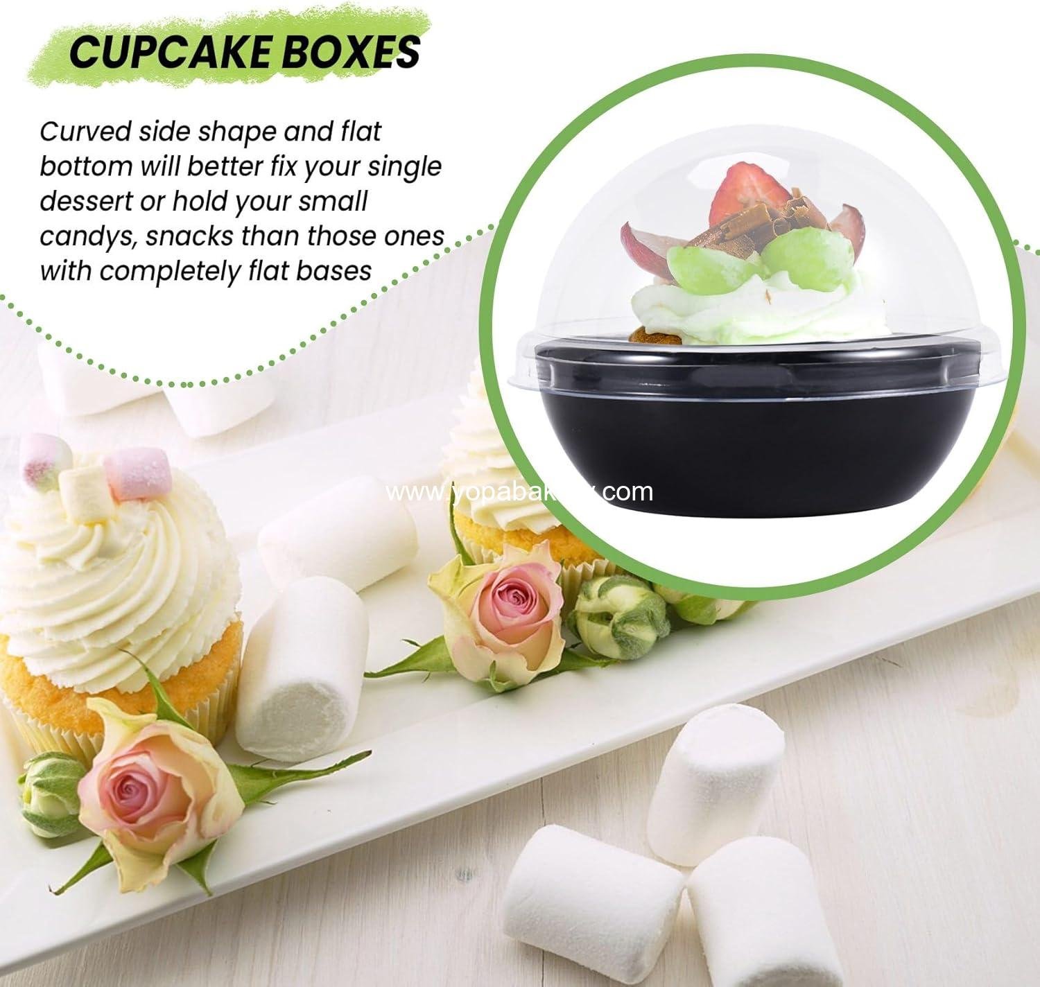 Wholesale 50 Pack Clear Plastic Mini Cupcake Containers Dome Lid Individual Boxes for Muffins Macarons Factory