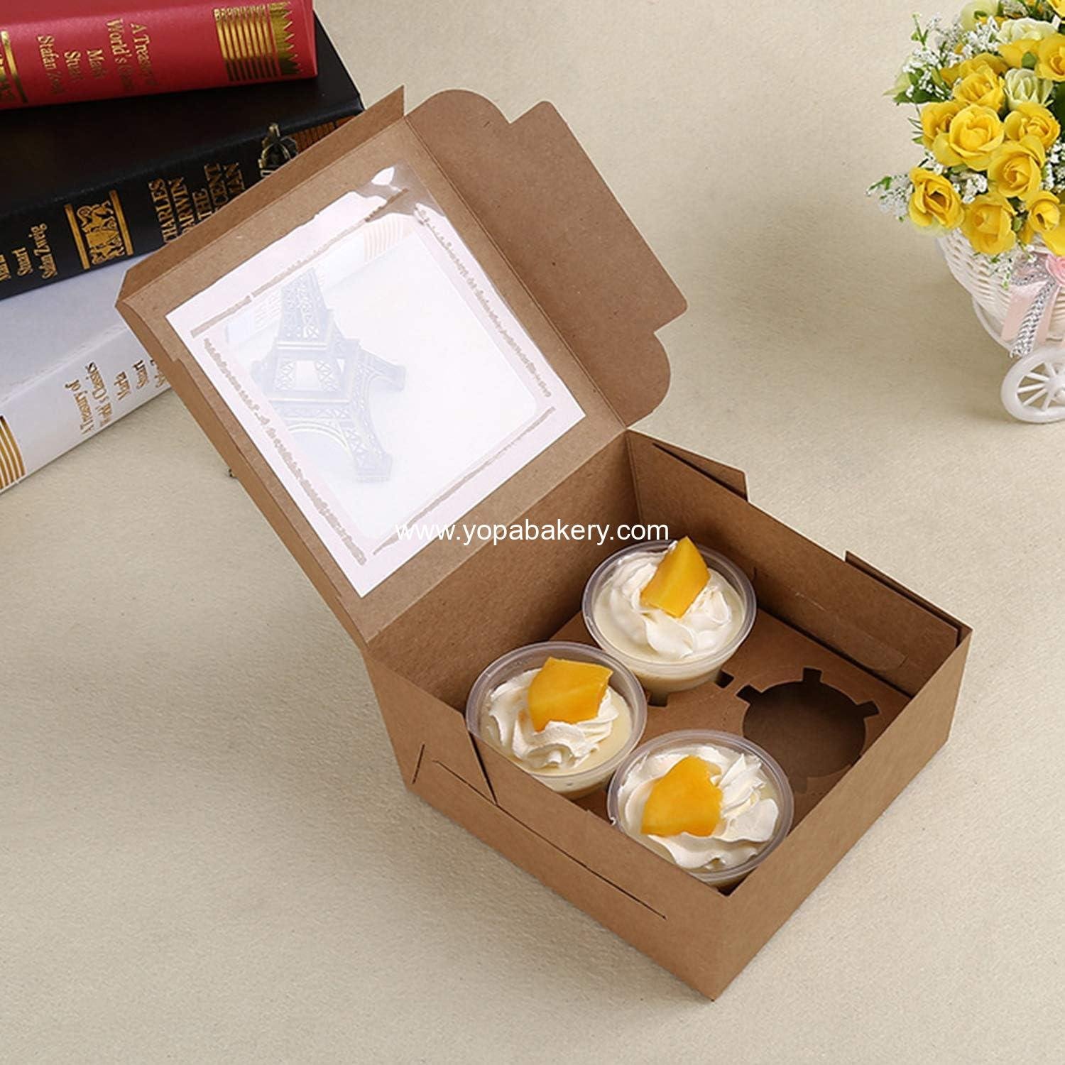 Wholesale 50 Pack Kraft 4-Cupcake Boxes with Inserts Display Windows for Cookies Bakeries Muffins Pastries Factory Wholesale 50 Pack Kraft 4-Cupcake Boxes with Inserts Display Windows for Cookies Bakeries Muffins Pastries Factory