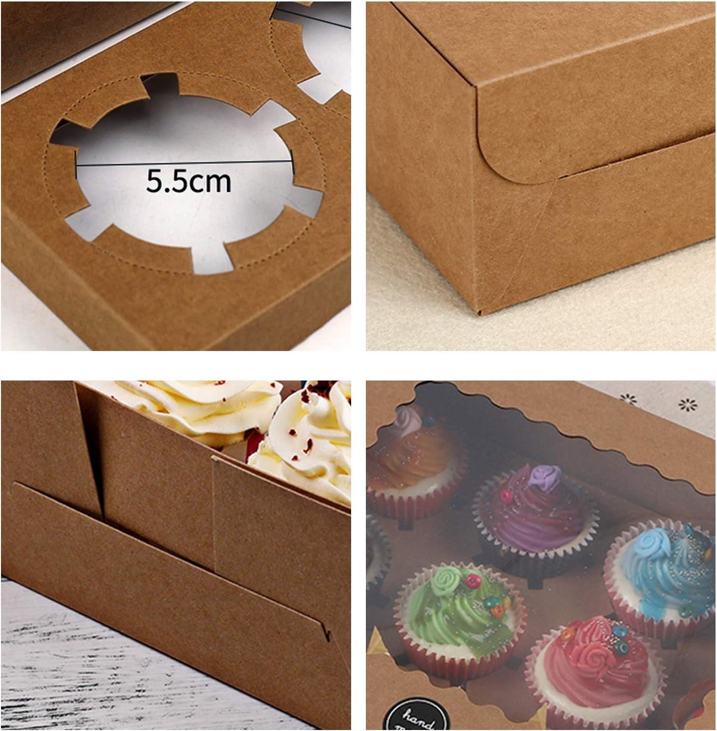 Wholesale 50 Pack Kraft 4-Cupcake Boxes with Inserts Display Windows for Cookies Bakeries Muffins Pastries Factory Wholesale 50 Pack Kraft 4-Cupcake Boxes with Inserts Display Windows for Cookies Bakeries Muffins Pastries Factory