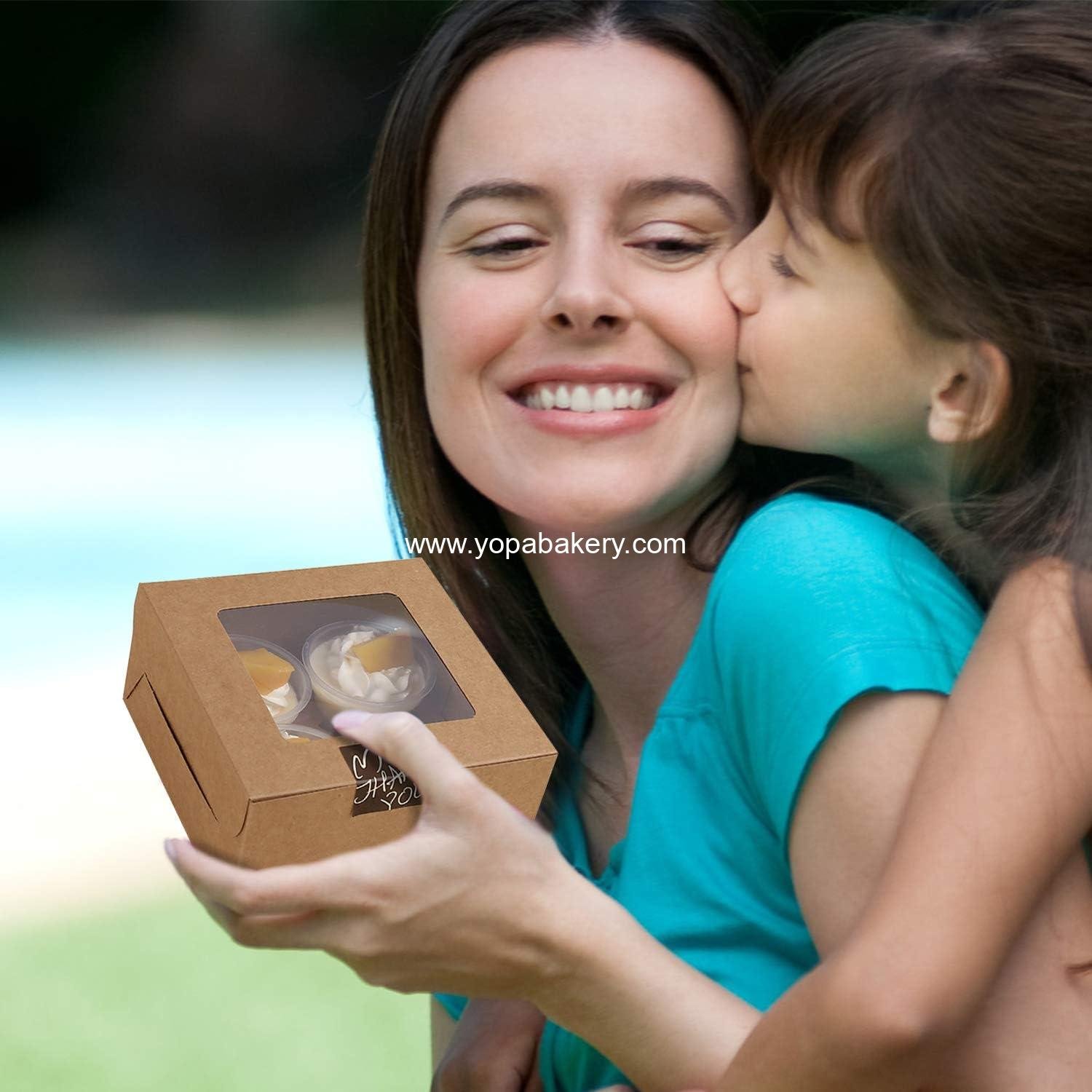 Wholesale 50 Pack Kraft 4-Cupcake Boxes with Inserts Display Windows for Cookies Bakeries Muffins Pastries Factory Wholesale 50 Pack Kraft 4-Cupcake Boxes with Inserts Display Windows for Cookies Bakeries Muffins Pastries Factory