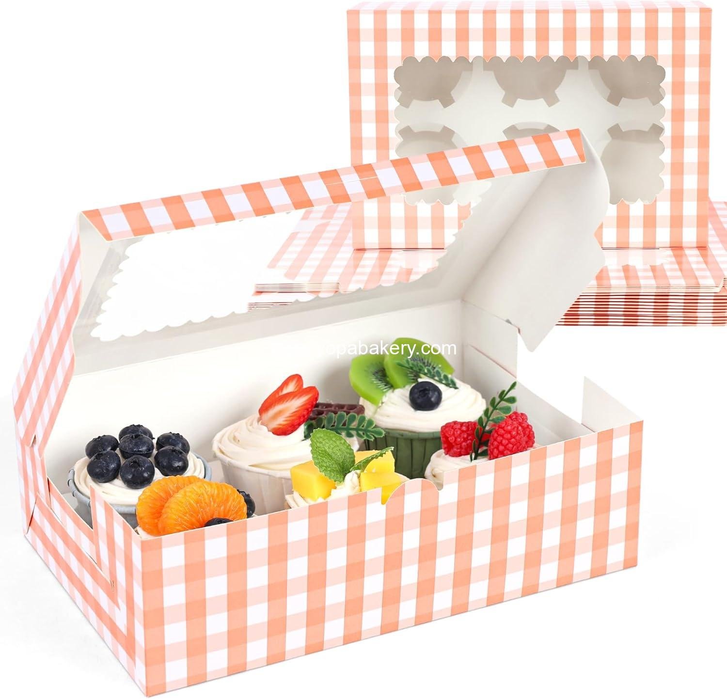 Wholesale 9.5"x6.3"x3" Window Cupcake Boxes 6-Pack Holds 90 Pastries Bakery Birthday Party Supplies Factory