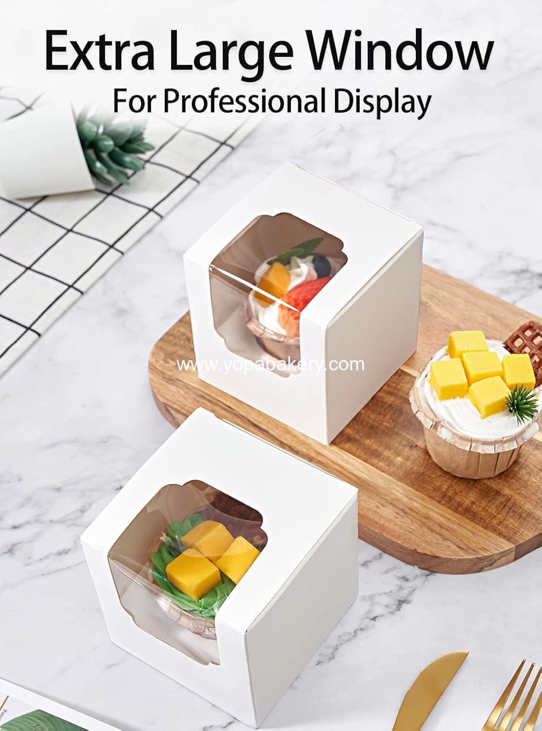 Wholesale 50 Pack White Individual Cupcake Boxes with Window Insert Cardboard Holders for Muffins Cocoa Bombs To-Go Packaging Birthdays Showers Party Favors Factory