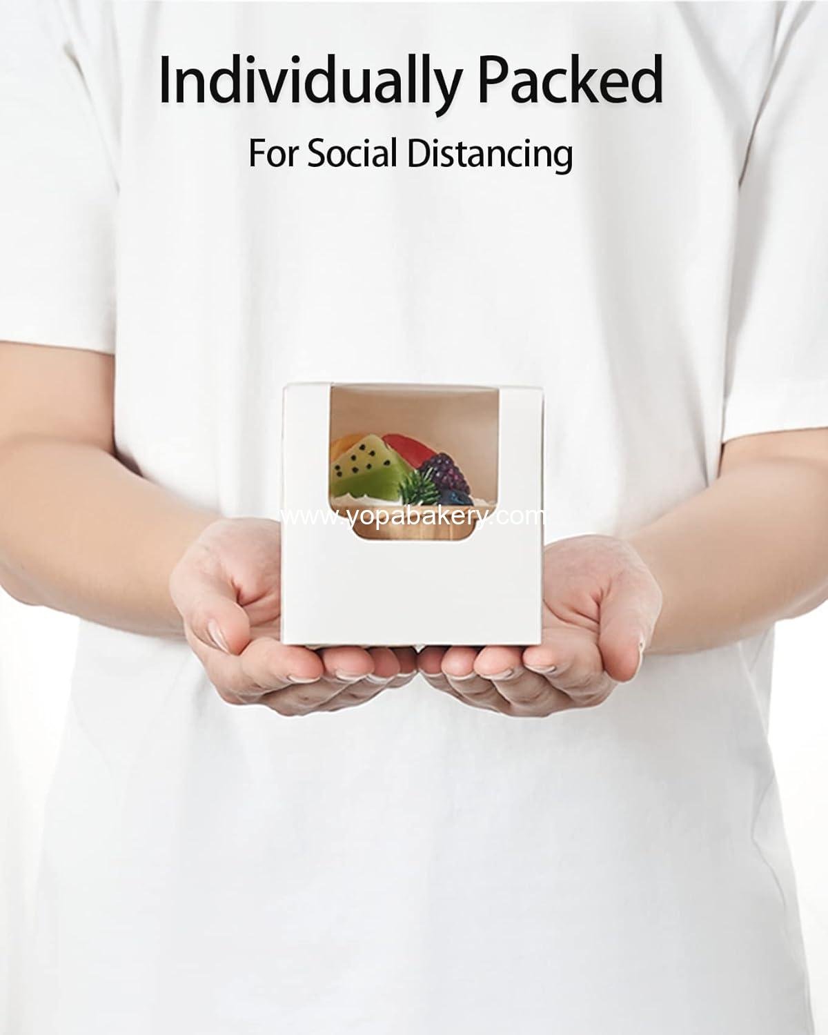 Wholesale 50 Pack White Individual Cupcake Boxes with Window Insert Cardboard Holders for Muffins Cocoa Bombs To-Go Packaging Birthdays Showers Party Favors Factory