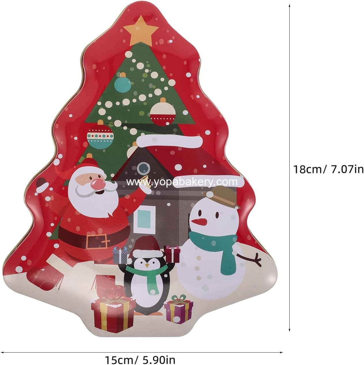 Wholesale Christmas Tree Tin Box Cookie Candy Container Lid Fillable Metal Holiday Ornament Factory