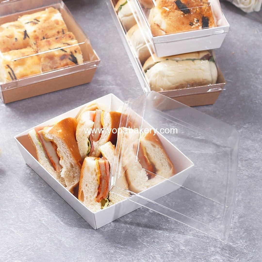 Wholesale 50-Pack 4x4 Inch White Paper Charcuterie Boxes with Clear Lids for Mini Cake Slices Bakery Containers Individual Desserts Cookies Strawberries Treats Factory