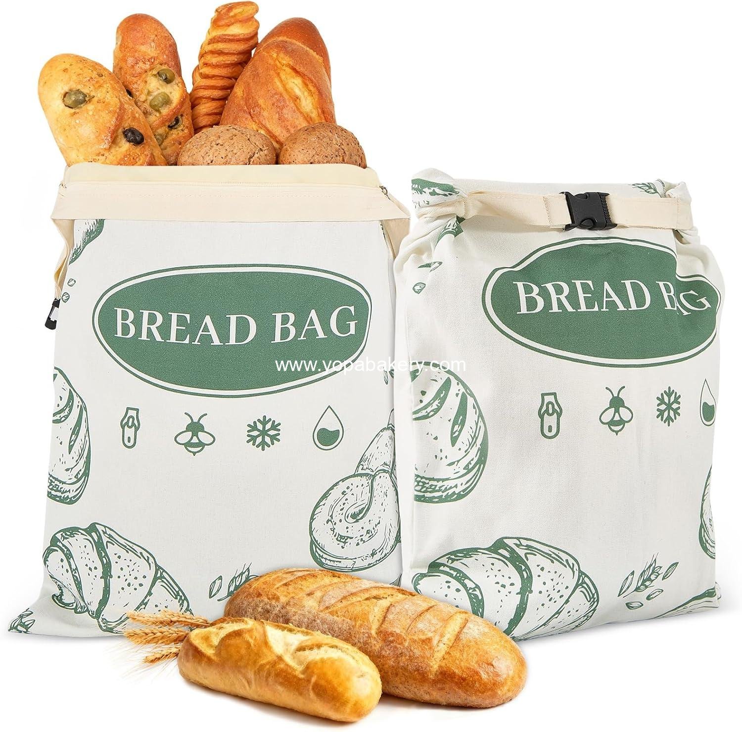 OEM 2 Pack Beeswax Bread Bags with Zipper, Reusable Storage Bags for Homemade Bread, Sourdough, Large Cotton Baguette Bags, Liner Freezer Bags to Keep Fresh, Kitchen Baking Supplies Factory