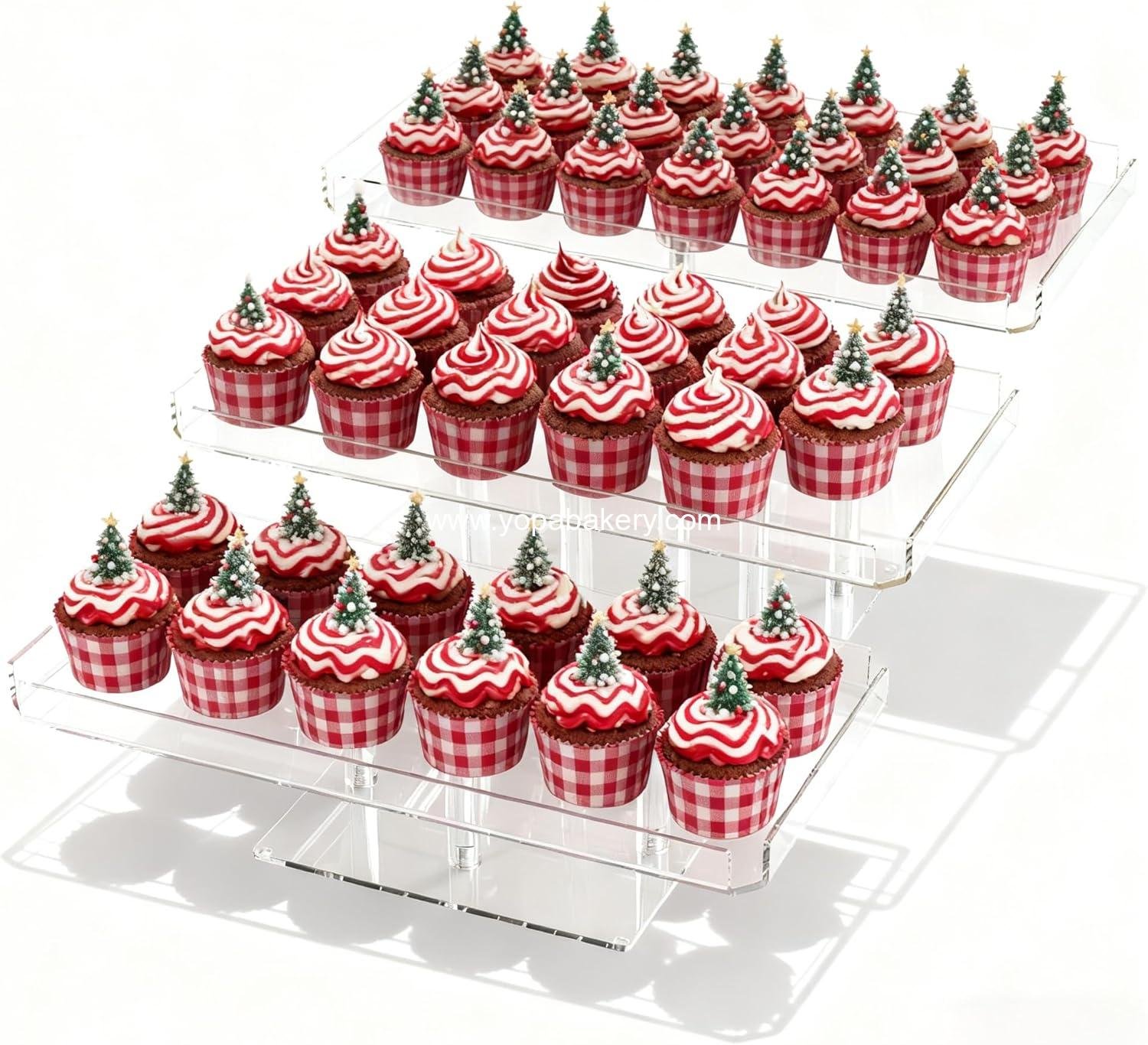 OEM 3 Tier Cupcake Stand, Transparent Acrylic Dessert Display Set, Adjustable Tiered Holder Tower for Baking and Serving at Weddings, Baby Showers, and Birthday Parties - Factory