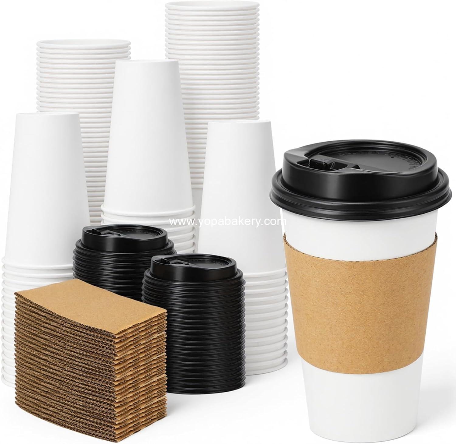 Wholesale 100 Pack 16 oz Disposable Coffee Cups with Lids and Sleeves, Leak-Proof To Go Cups for Hot/Cold Beverages, Perfect for Home, Office, Parties, Travel - Factory