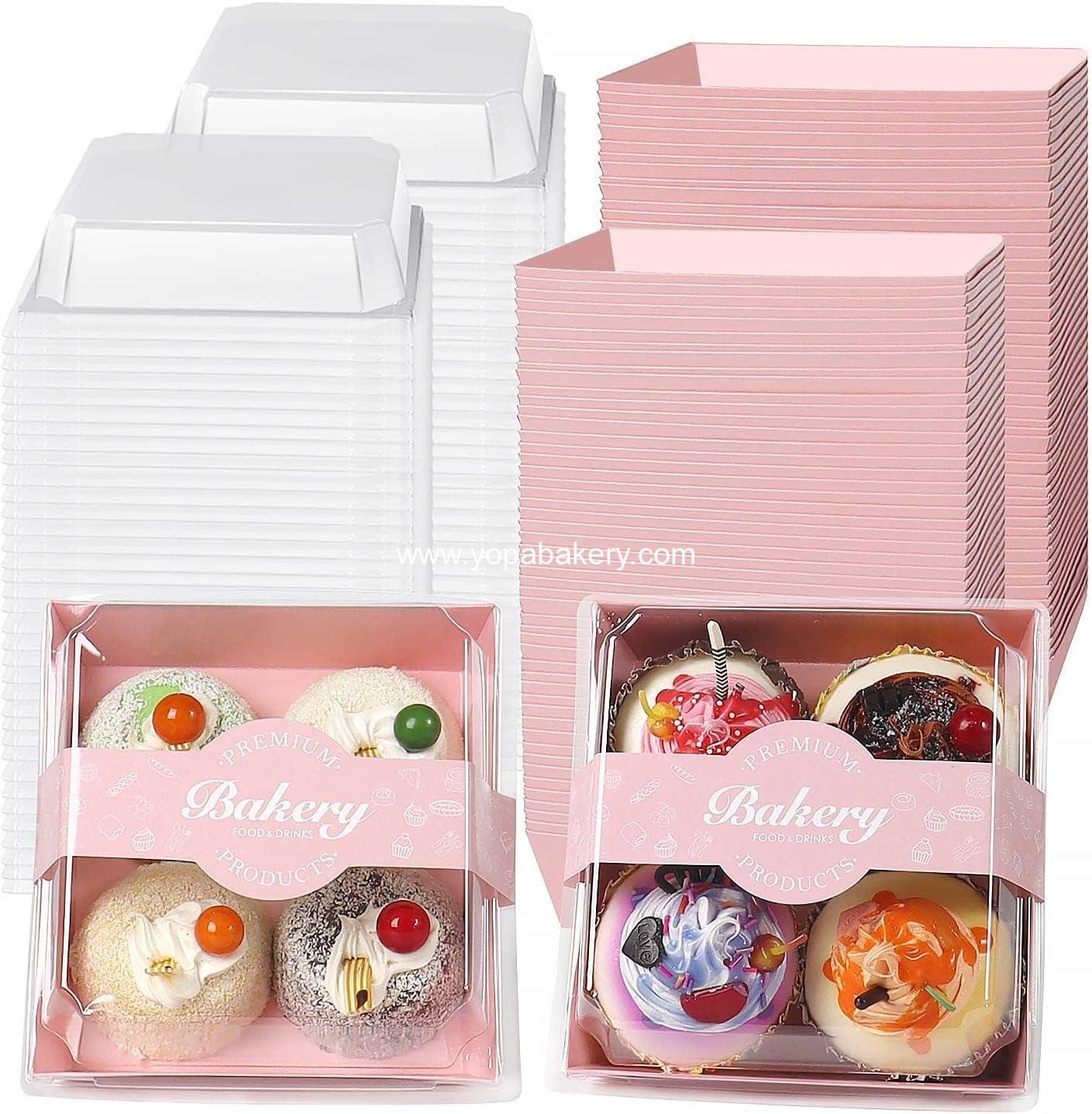 Wholesale 100 Pack Charcuterie Boxes with Clear Secure Lids and 100 Stickers, 5.3x4.9x2.5 Inches, Valentine's Day Pink Square Disposable Food Containers for Cookies, Sandwiches, Pastries, and Desserts - Factory