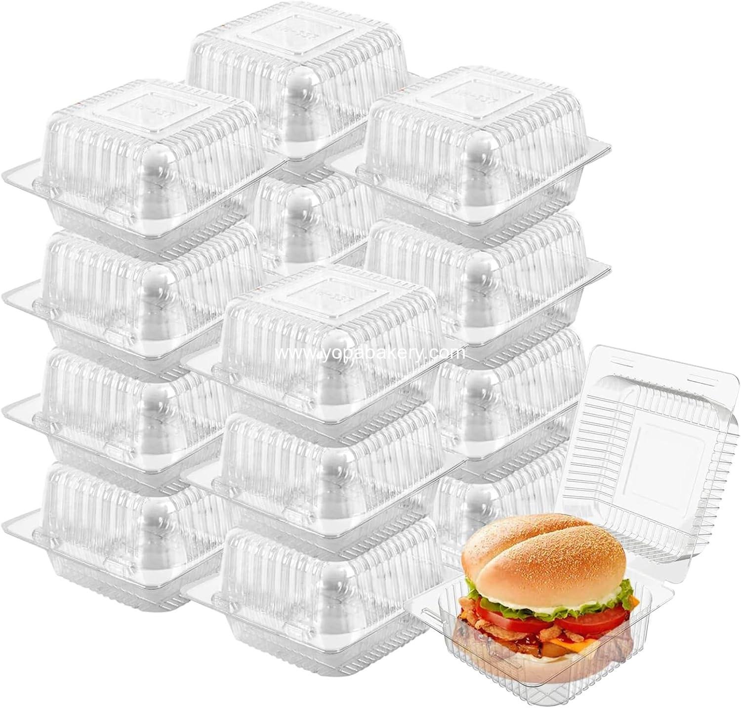 Wholesale 100 Pack Clear Plastic Disposable Clamshell Containers, 5 x 5 Inch Hinged Takeout Tray for Desserts, Cakes, and Sandwiches, OEM Factory Wholesale 100 Pack Clear Plastic Disposable Clamshell Containers, 5 x 5 Inch Hinged Takeout Tray for Desserts, Cakes, and Sandwiches, OEM Factory