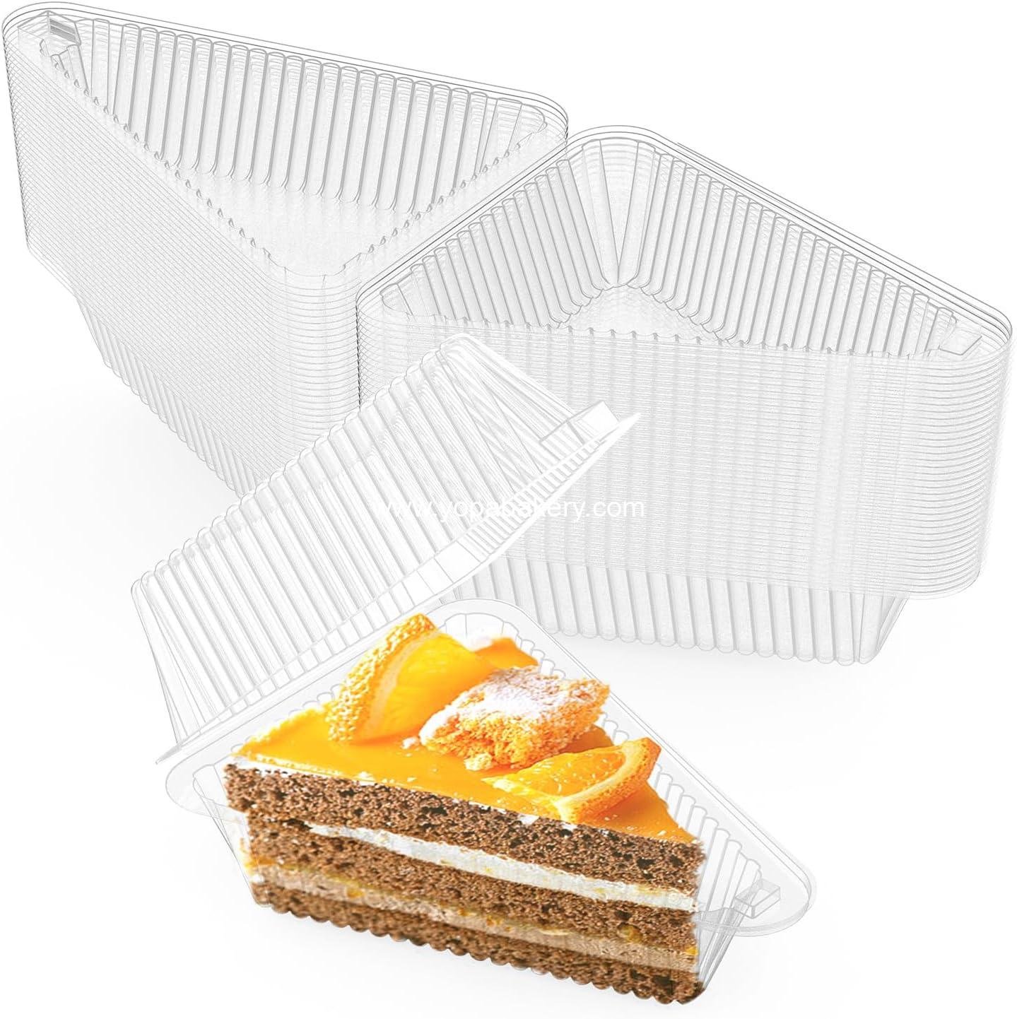 Wholesale 100 Pieces Cake Slice Plastic Containers 4.33 Inches Hinged Lid for Cheesecake, Bakery, and Home Use Factory