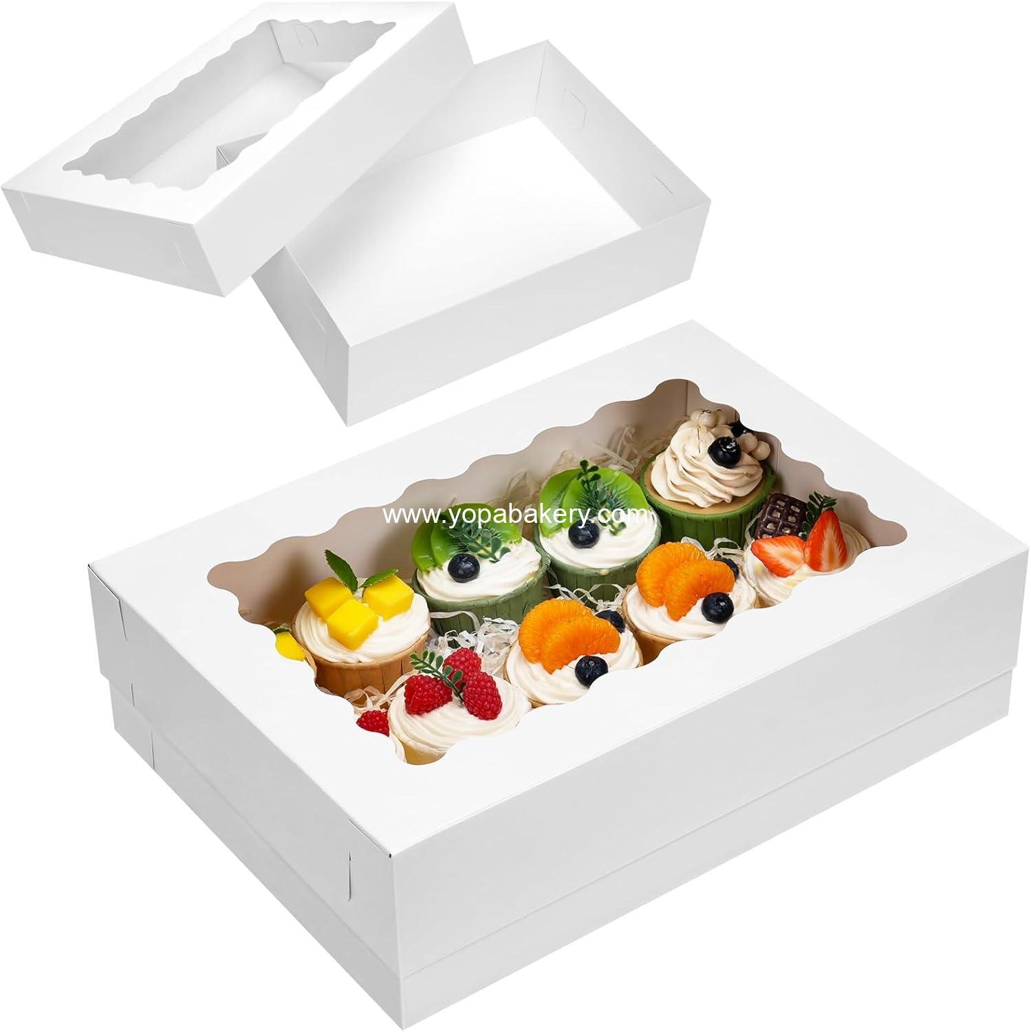 Wholesale 10pcs 14x10x4in White Bakery Boxes with Window for Cake, Pastry, Donuts, Cupcakes, and Pies Packaging - Factory