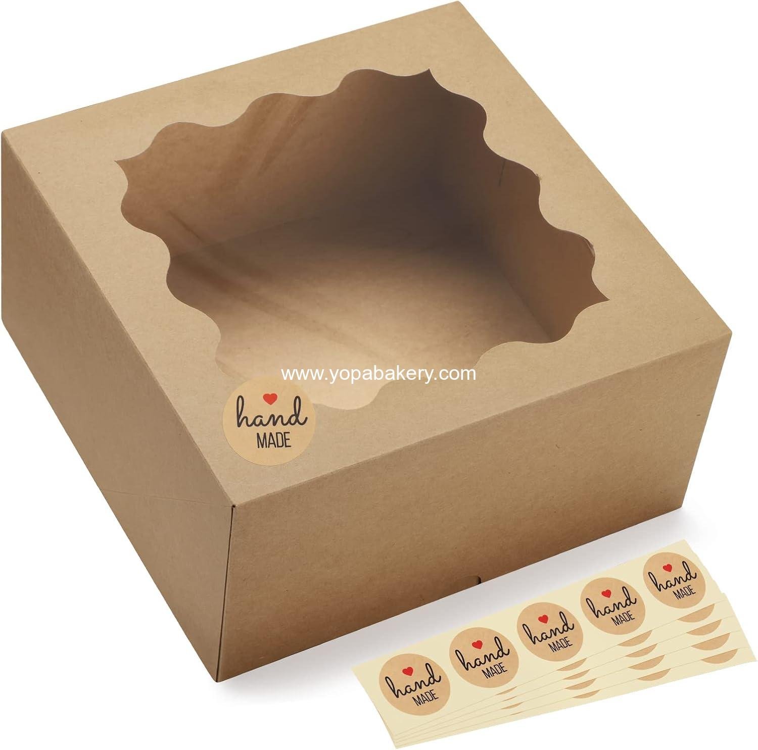 Wholesale 10x10x5 Auto-popup Cake Boxes with Window, 24pcs Quick Fold Brown Bakery Boxes, Easy Assemble Gift Box for Pies, Cookies, Pastries, Chocolates, Party, Wedding Factory