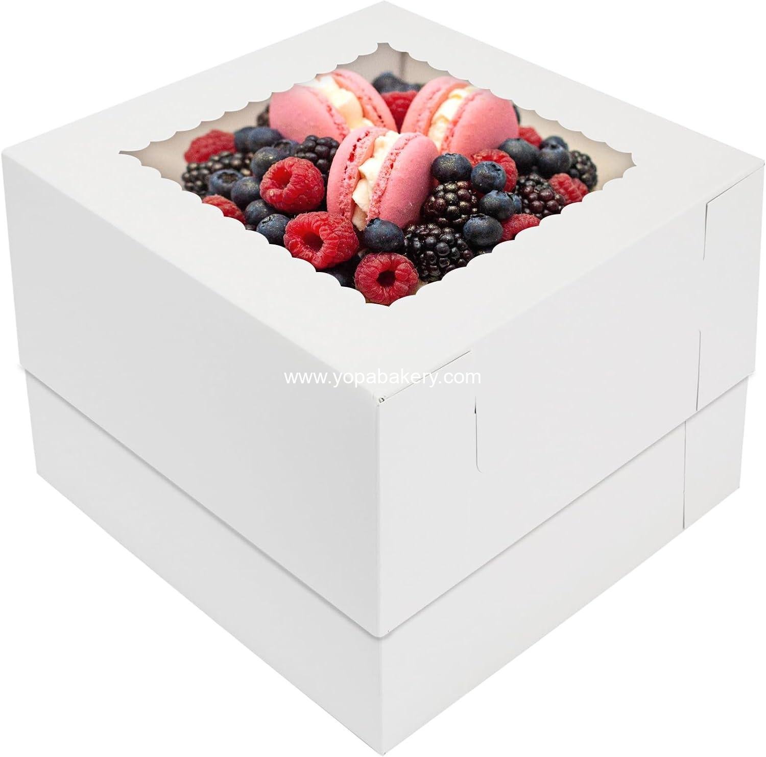 Wholesale 10x10x8 Inch Tall Cake Boxes with Window - 10pcs for Donuts, Pies, Cookies, Valentine's Day, Mother's Day, Weddings, Birthdays (White) Factory