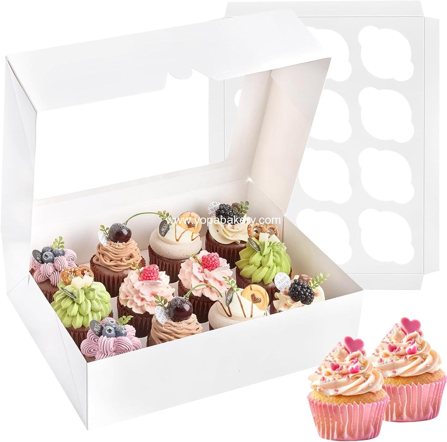 Wholesale 12 Count Cupcake Boxes, 6 Pack White Containers with Windows and Inserts, Disposable Carriers for Muffins, Treats, Pastries, 13 x 10 x 4 Inches, Factory Wholesale 12 Count Cupcake Boxes, 6 Pack White Containers with Windows and Inserts, Disposable Carriers for Muffins, Treats, Pastries, 13 x 10 x 4 Inches, Factory