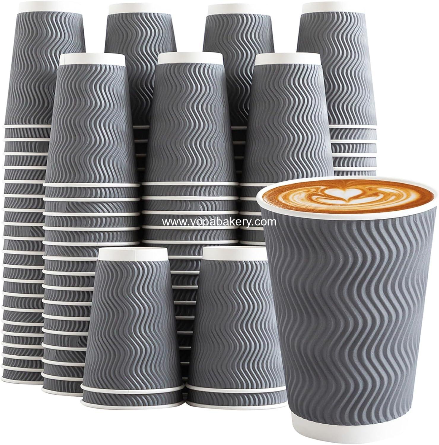 Wholesale 12 oz Insulated Disposable Paper Coffee Cups 120 Pack Corrugated Ripple Wall Hot Cold Drinks Office Cafe Party Travel Gray manufacturer