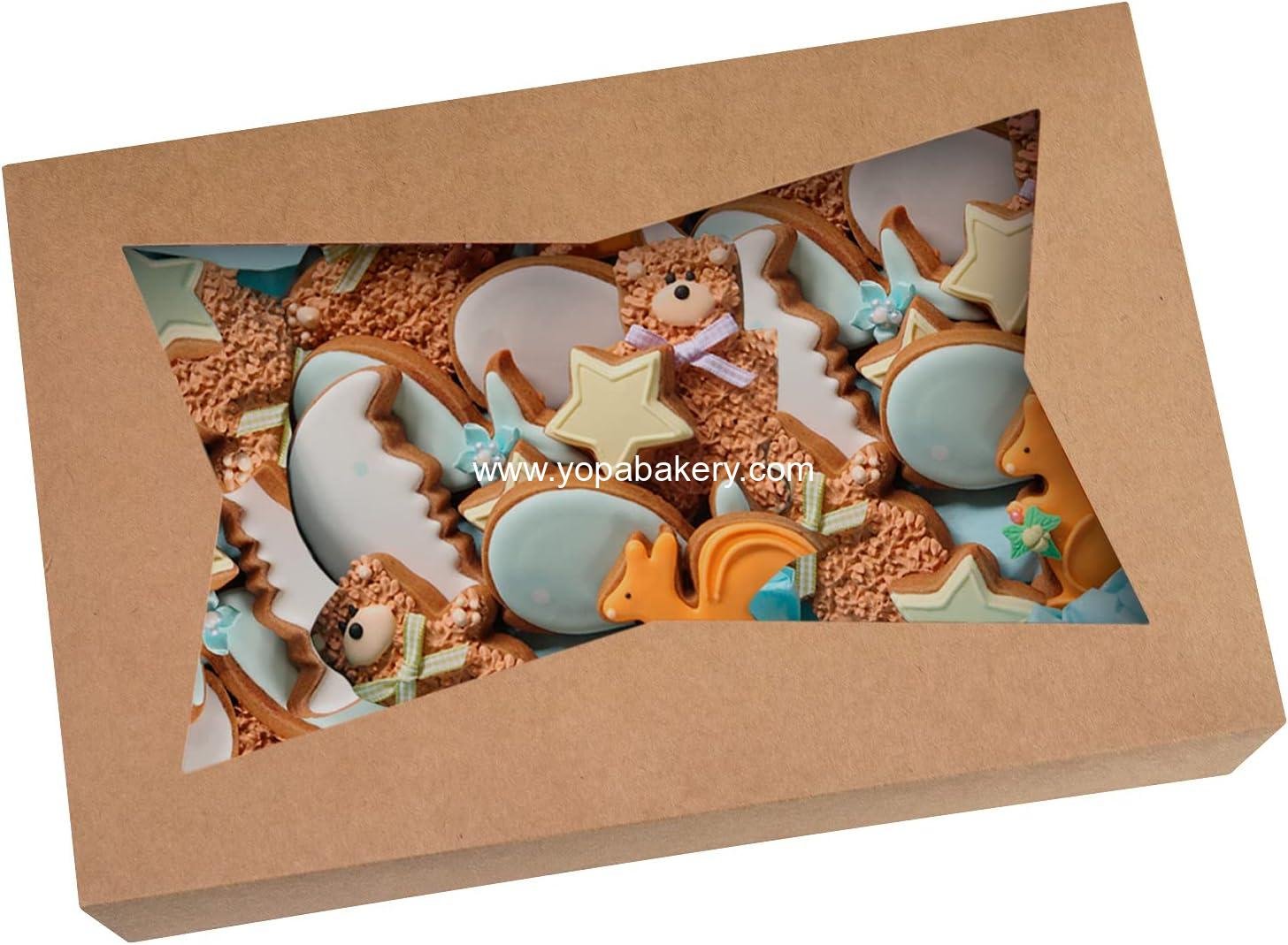 Wholesale 15-Pack 10-Inch Brown Pastry Bakery Cookie Boxes - Large 10x7.75x2.5 Inch Donut, Muffin, Cookie Containers with PVC Window - Auto-Pop Up Nature Cardboard Take Out Box, Pack of 15 Factory