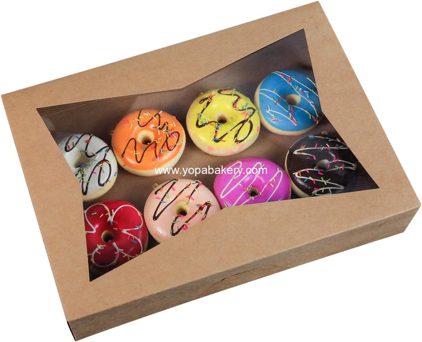 Wholesale 15-Pack Brown Paperboard Lock Corner Window Bakery Cookie Boxes - 14x10x3 Inch Containers with PVC Windows for Pie and Cookies - Factory