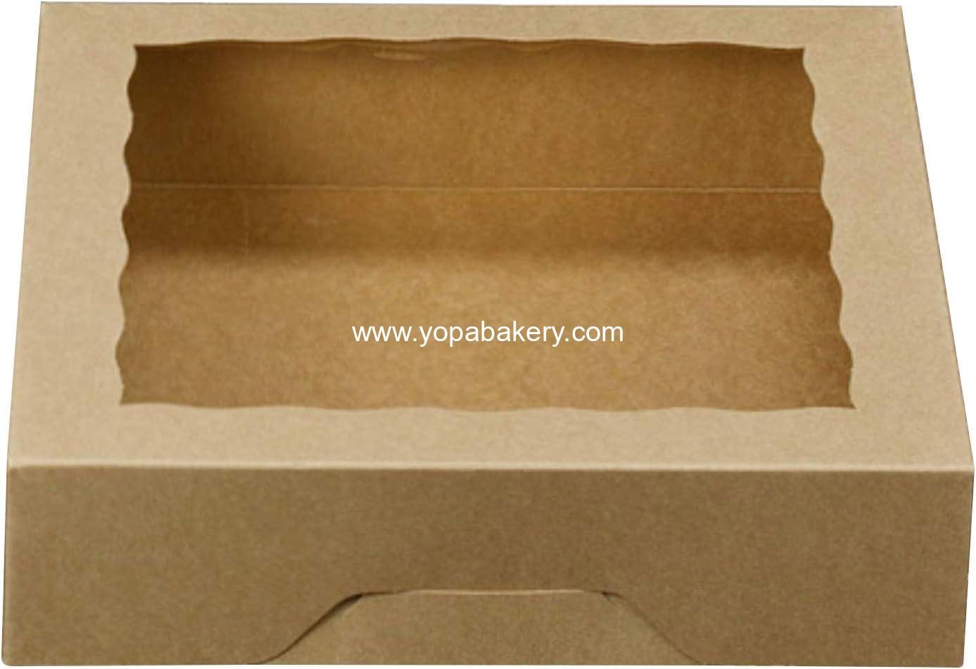 Wholesale 15pcs 10-inch Kraft Bakery Boxes with PVC Window, Large Disposable Pie Boxes for Cookies 10x10x2.5 inches, Pack of 15 Factory