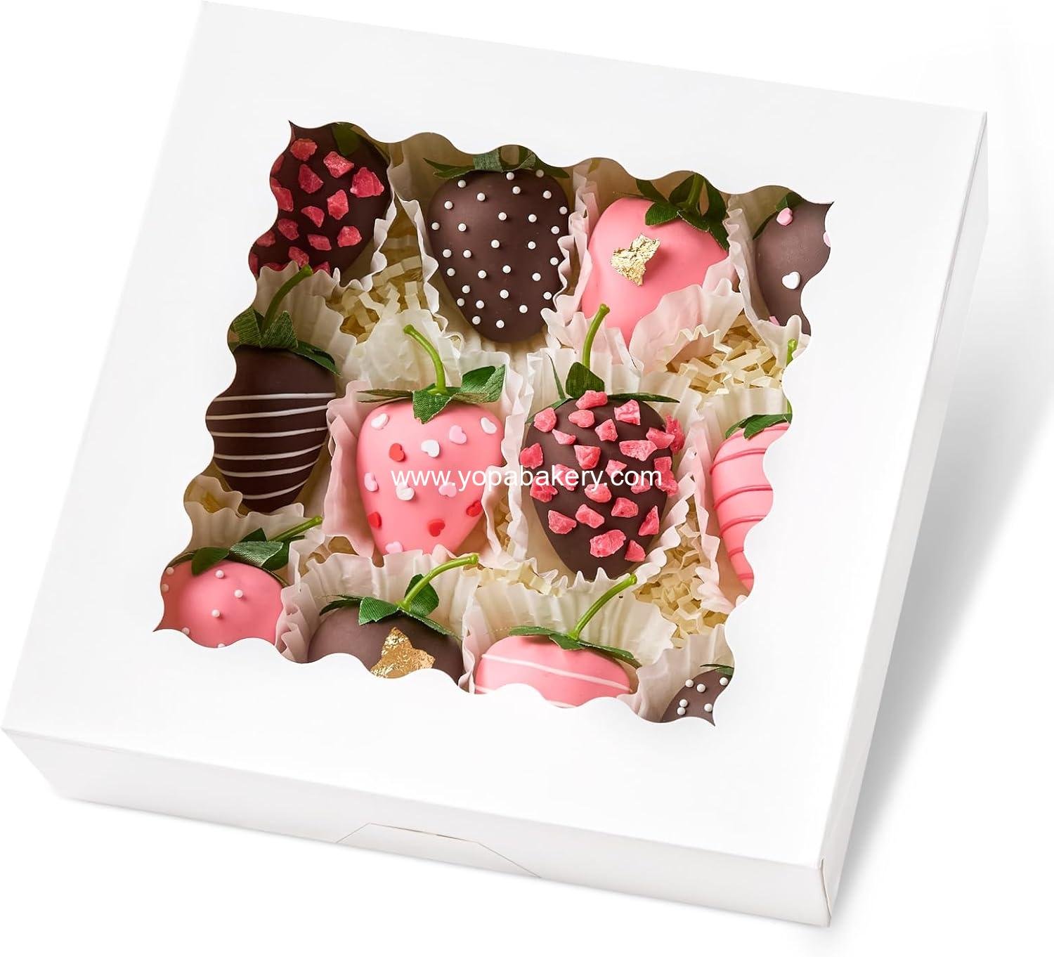 Wholesale 20 PCS Pie Boxes 8 x 8 x 2.5 Inches Bakery Boxes with Window Auto-Popup Treat Boxes for Chocolate Strawberries Pastries Muffins Donuts Manufacturer