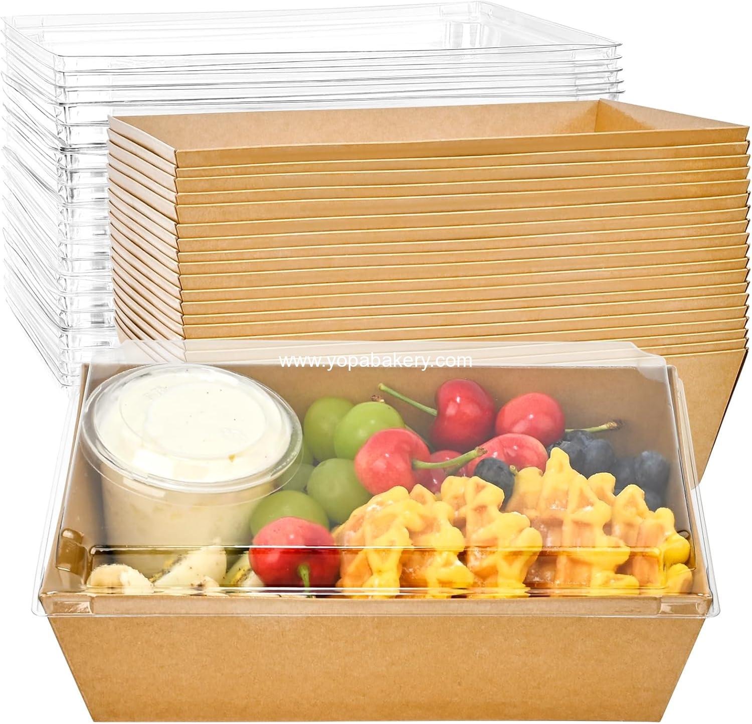 Wholesale 20 Pack 8 x 6 Inch Disposable Paper Charcuterie Boxes with Clear Lids, Brown Deli Food Containers for Cake Slices, Cupcakes, Sandwiches, Cocoa Bombs, Factory