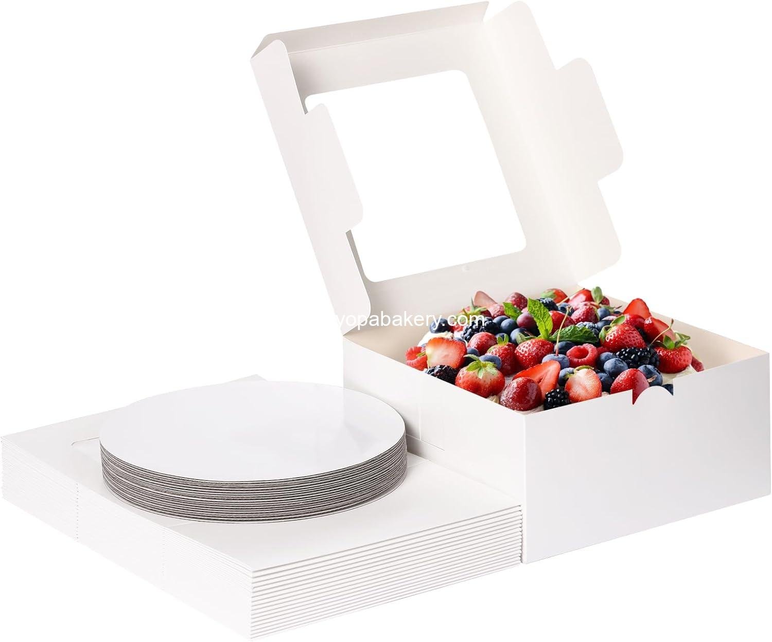 Wholesale 20 Set Cake Boxes 10x10x5 Inches Tall White Square Bakery Boxes with Cake Boards for Cakes, Valentine's Day, Mother's Day, Birthday, Wedding, Party Factory