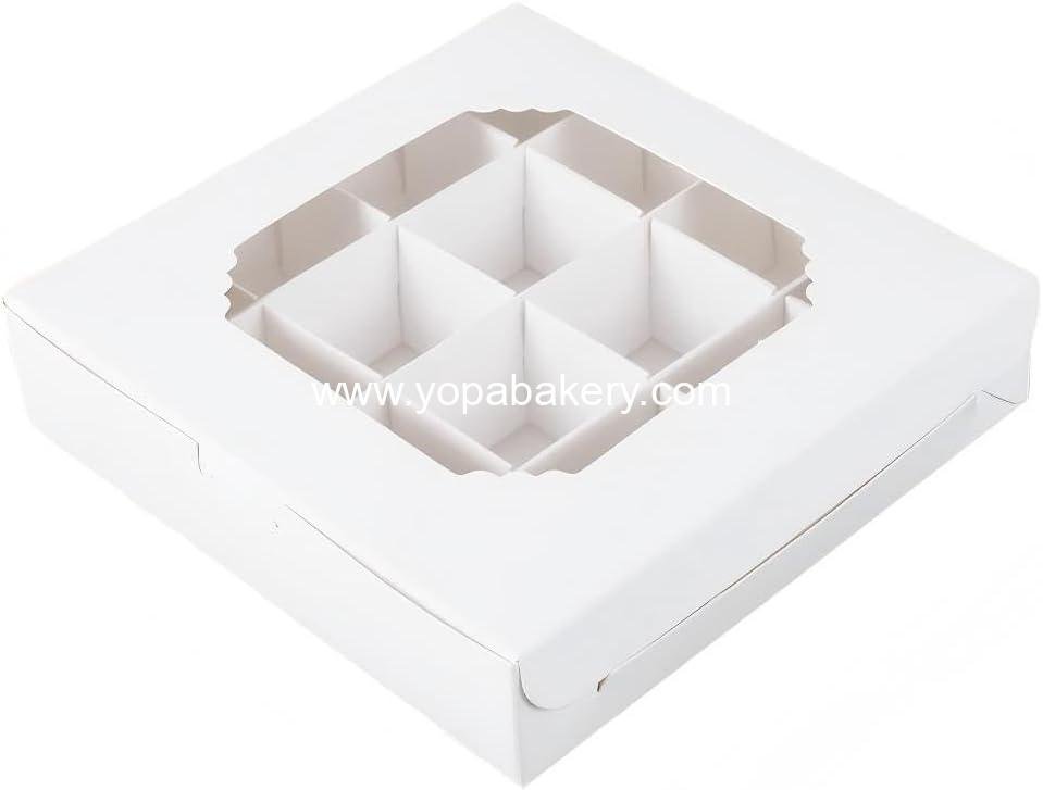Wholesale 20pcs Empty White Sweet Boxes for Chocolate, Truffles, Indian Sweets, Diwali, and Candy Packaging with Clear Window, 16 Compartments, Dividers, Quick Assemble Factory