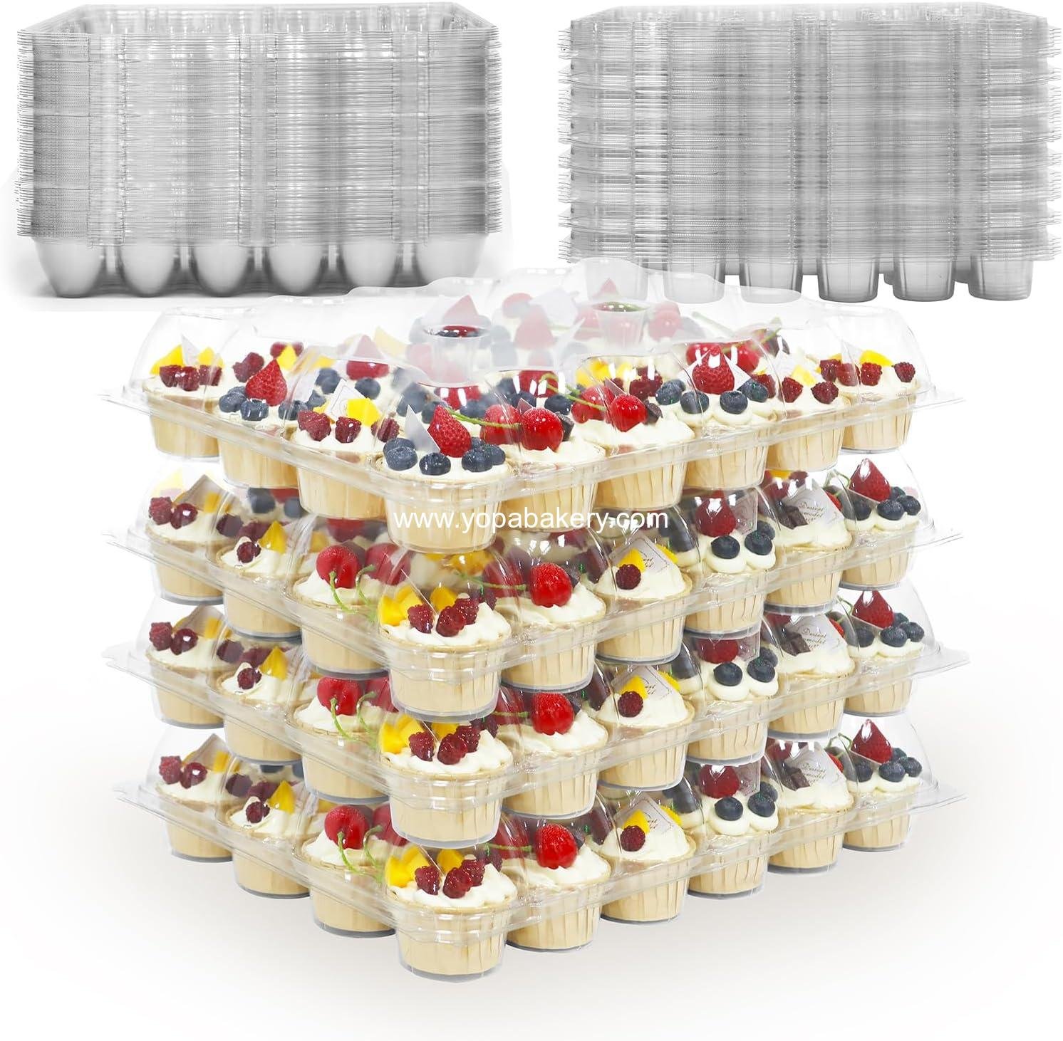 Wholesale 24 Count x 10 Sets Plastic Cupcake Containers, Durable BPA-Free Holders with Lids for Easy Transport and Storage, Stackable Clear Carriers, Reusable Dessert Boxes, Factory