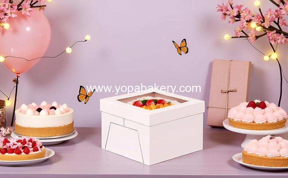 Wholesale 24 Pcs Cake Boxes 10 Inch - 10x10x8 Inch Square White Bakery Boxes with Window for Pastries, Cookies, Pies, Weddings, Birthdays, Halloween - Factory