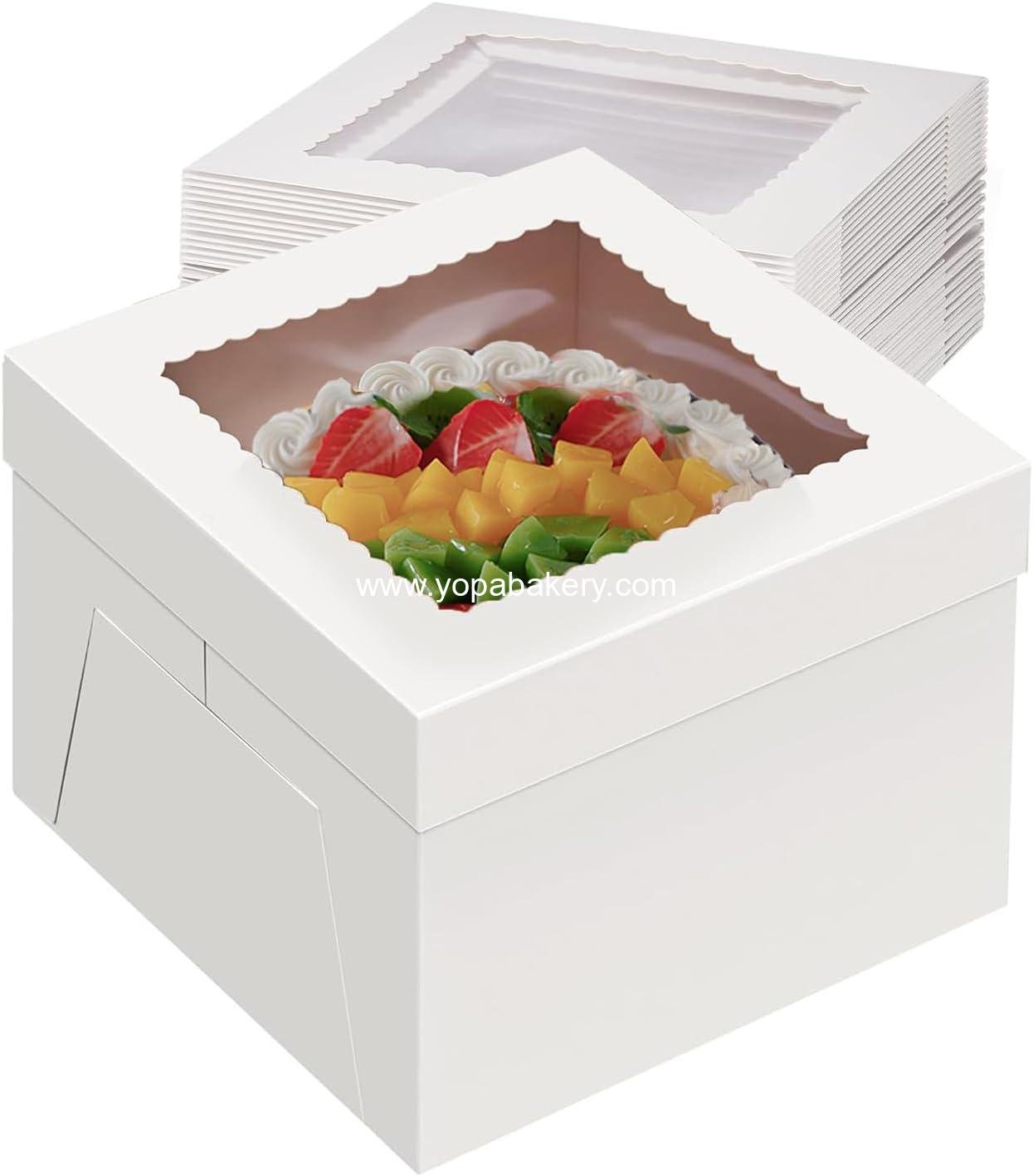 Wholesale 24 Pcs Cake Boxes 10 Inch - 10x10x8 Inch Square White Bakery Boxes with Window for Pastries, Cookies, Pies, Weddings, Birthdays, Halloween - Factory