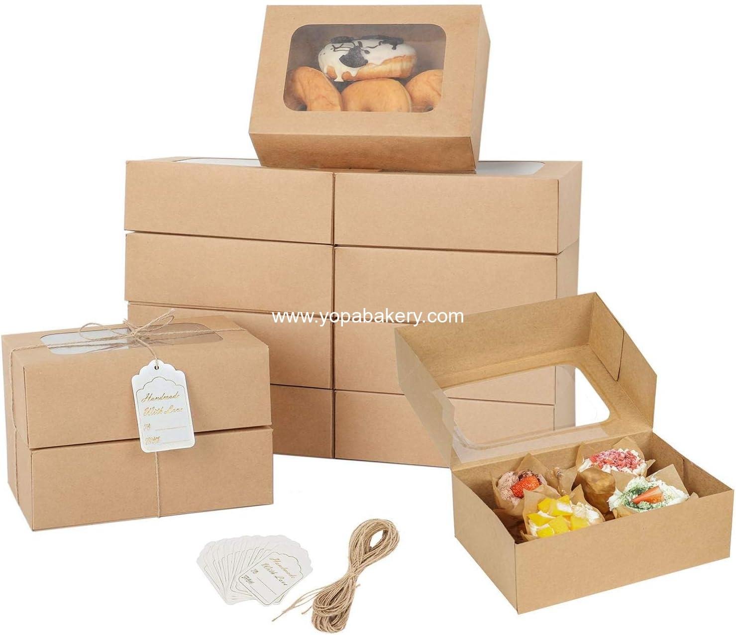Wholesale 24 Pcs Cookie Boxes with Window for Gift Giving, Brown Bakery Boxes 9 x 6.3 x 3 Inch, Easy Holiday Packaging for Cookies, Cupcakes, Donuts & Pastries Factory