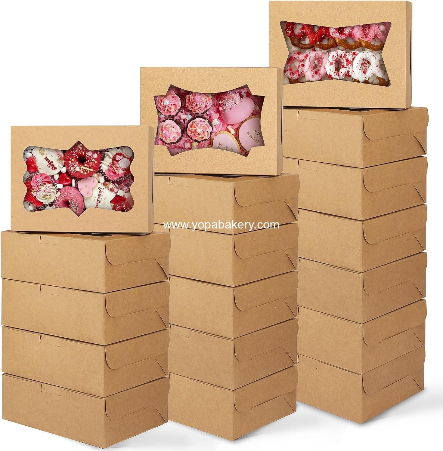 Wholesale 24 pcs 8x6x2.5 Inches Cookie Boxes, Bakery Boxes with 3 Style Window, Treat Boxes for Chocolate Strawberries, Donuts, Cupcakes, Muffins, and Desserts - Factory