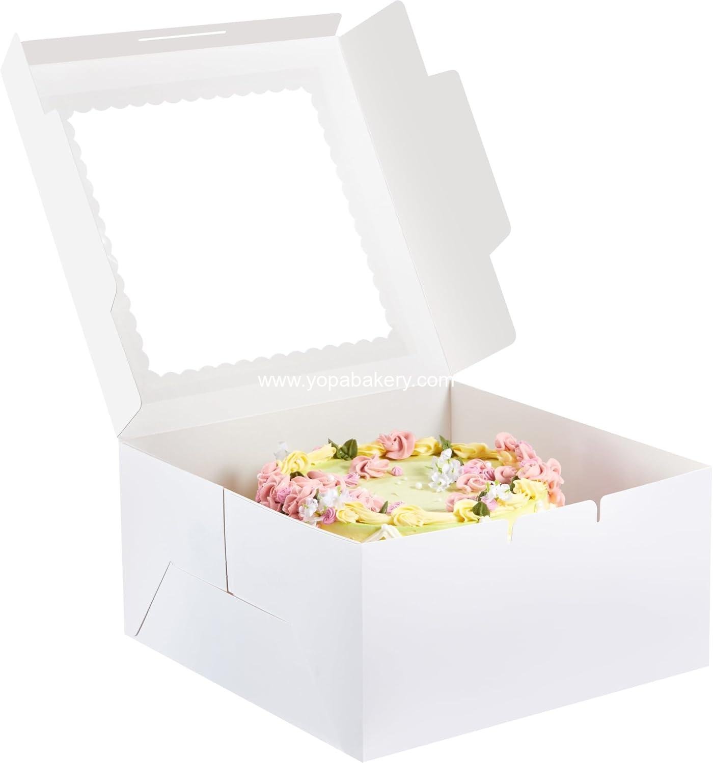 Wholesale 24pcs Cake Boxes with Window, 10 x 10 x 5 Inches Bakery Boxes for Treats, Cookies, Desserts, Pastries, Chocolate Covered Strawberries, Cupcakes, Donuts, and Baked Goods - Factory