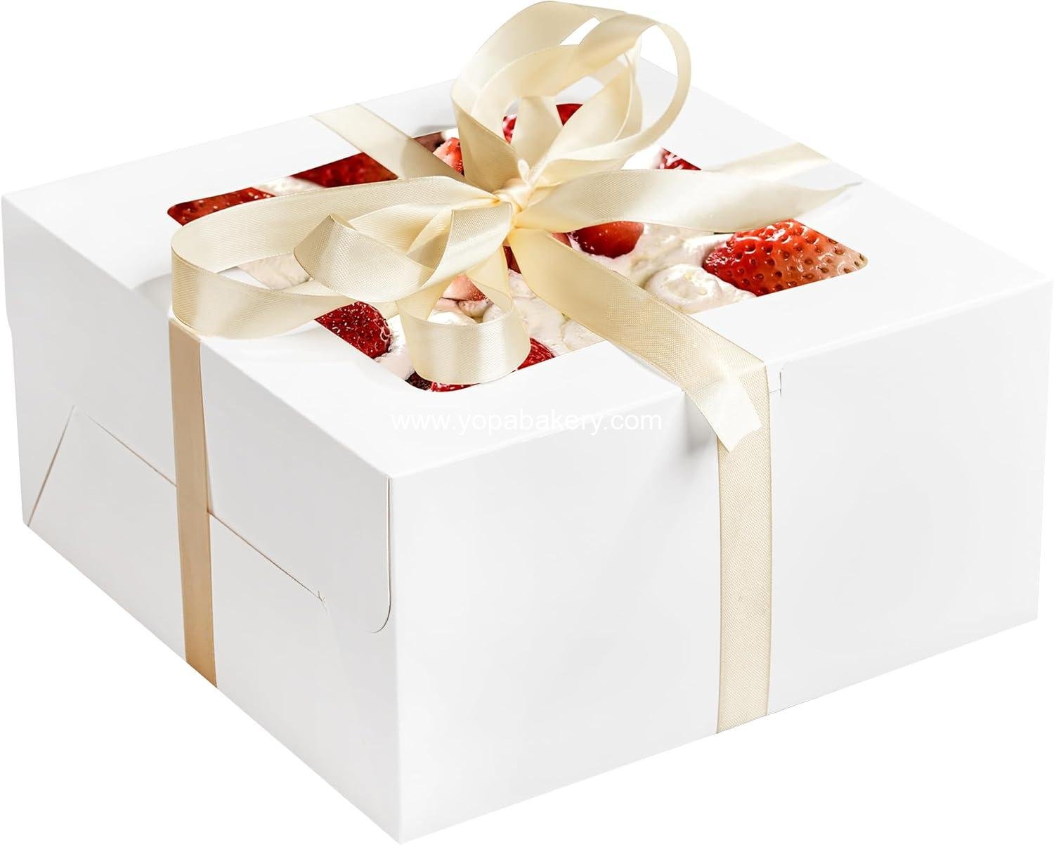 Wholesale 24pcs Cake Boxes with Window, 10x10x5 Inches White Bakery Boxes, Cookie Dessert and Pastry Boxes, Square Cardboard Cake Box for Birthday Party, Donuts, Wedding - Factory