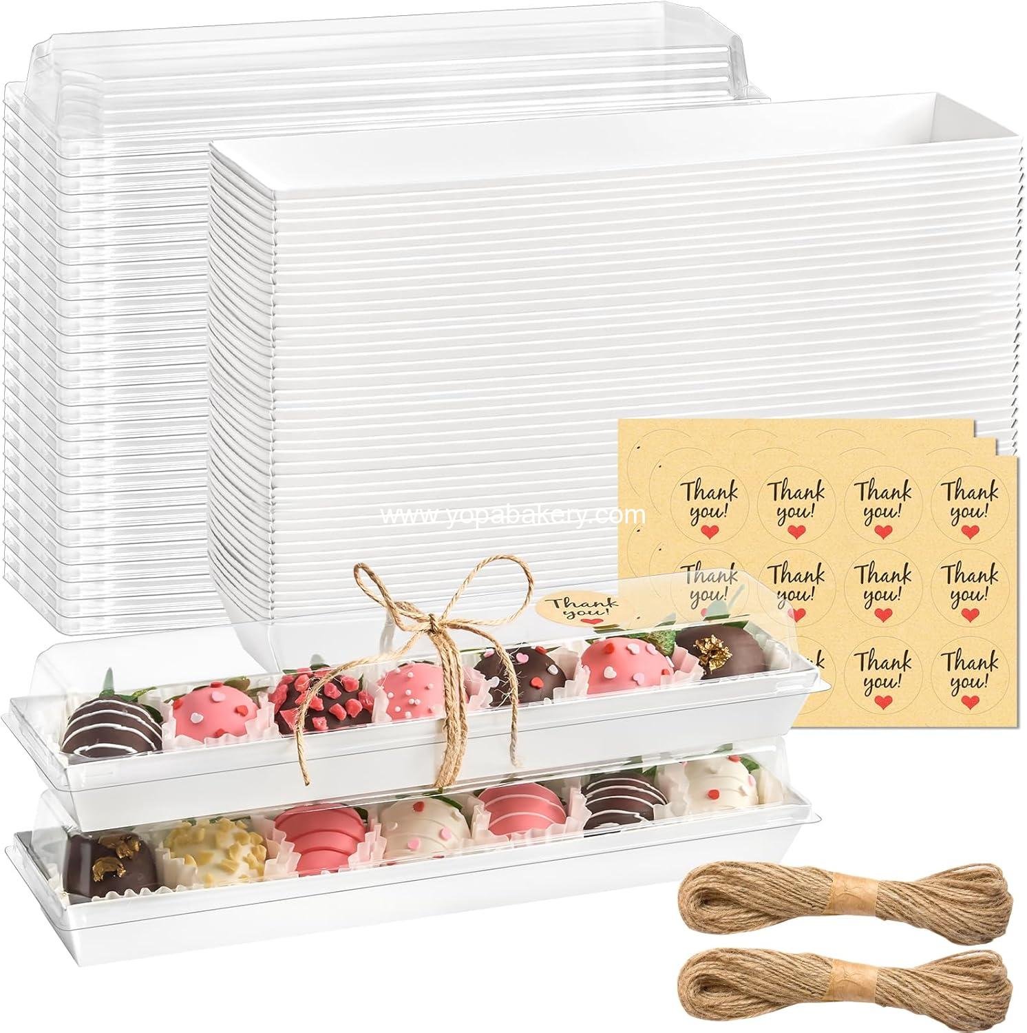 Wholesale 25 Pack Strawberry Boxes with Clear Lids, Disposable Macaron Dessert Containers for Chocolate Covered Strawberries, Cookies, Cocoa Bombs, and Truffles - Factory