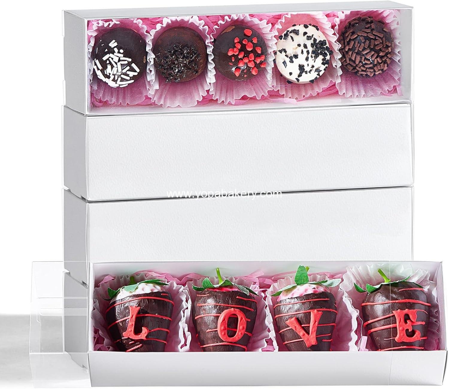 Wholesale 25Pcs 8x2.2x2 Inches Chocolate Covered Strawberry Boxes for Macaron, Truffle, Bonbon, Dessert, and Party Favors - Factory
