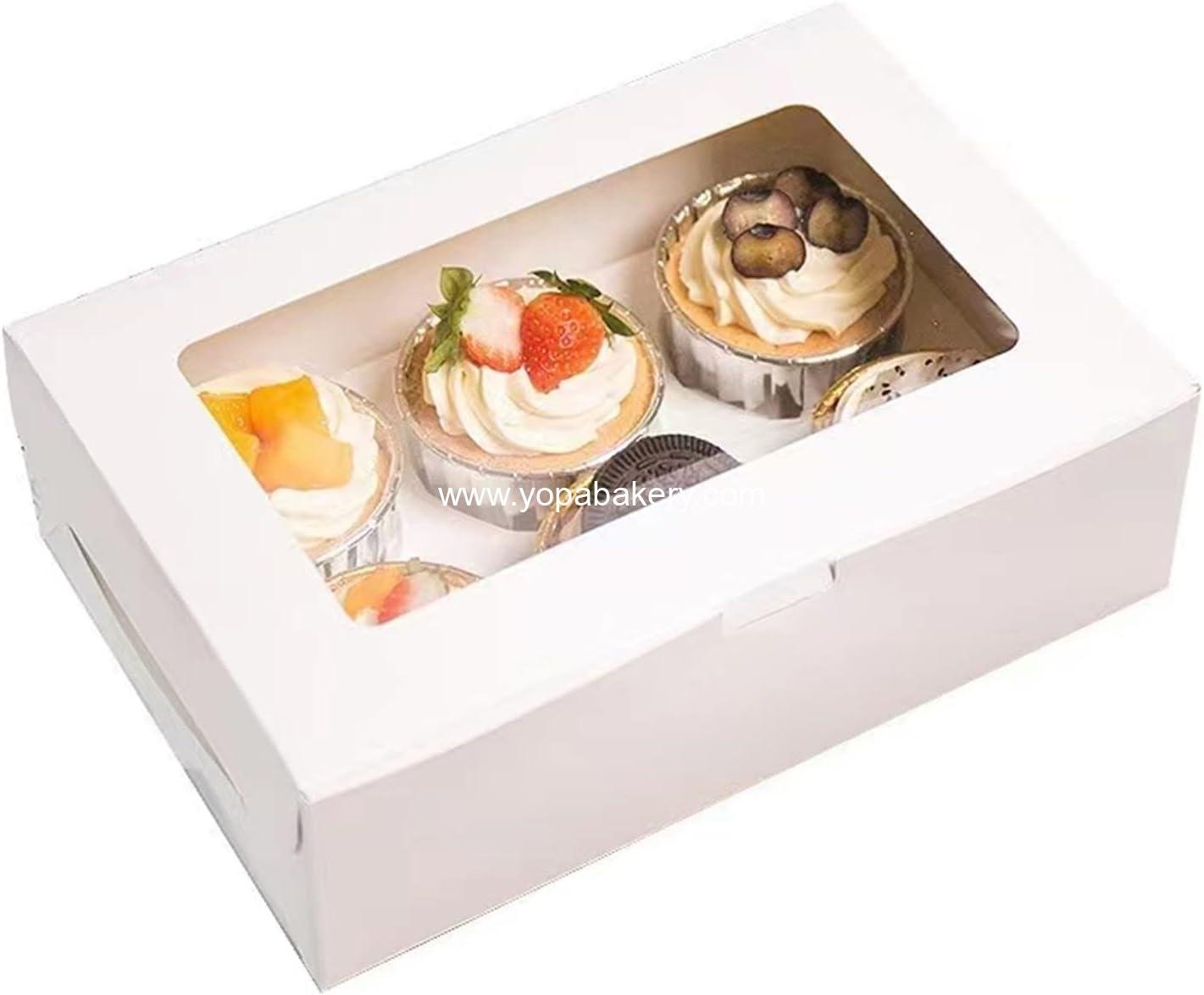 Wholesale 30-Set Cupcake Boxes with Clear Display Window for 6 Standard Cupcakes, Disposable Food Grade White Cupcake Carriers, Ideal for Cupcakes, Muffins, Cookies, and Pastries - Factory