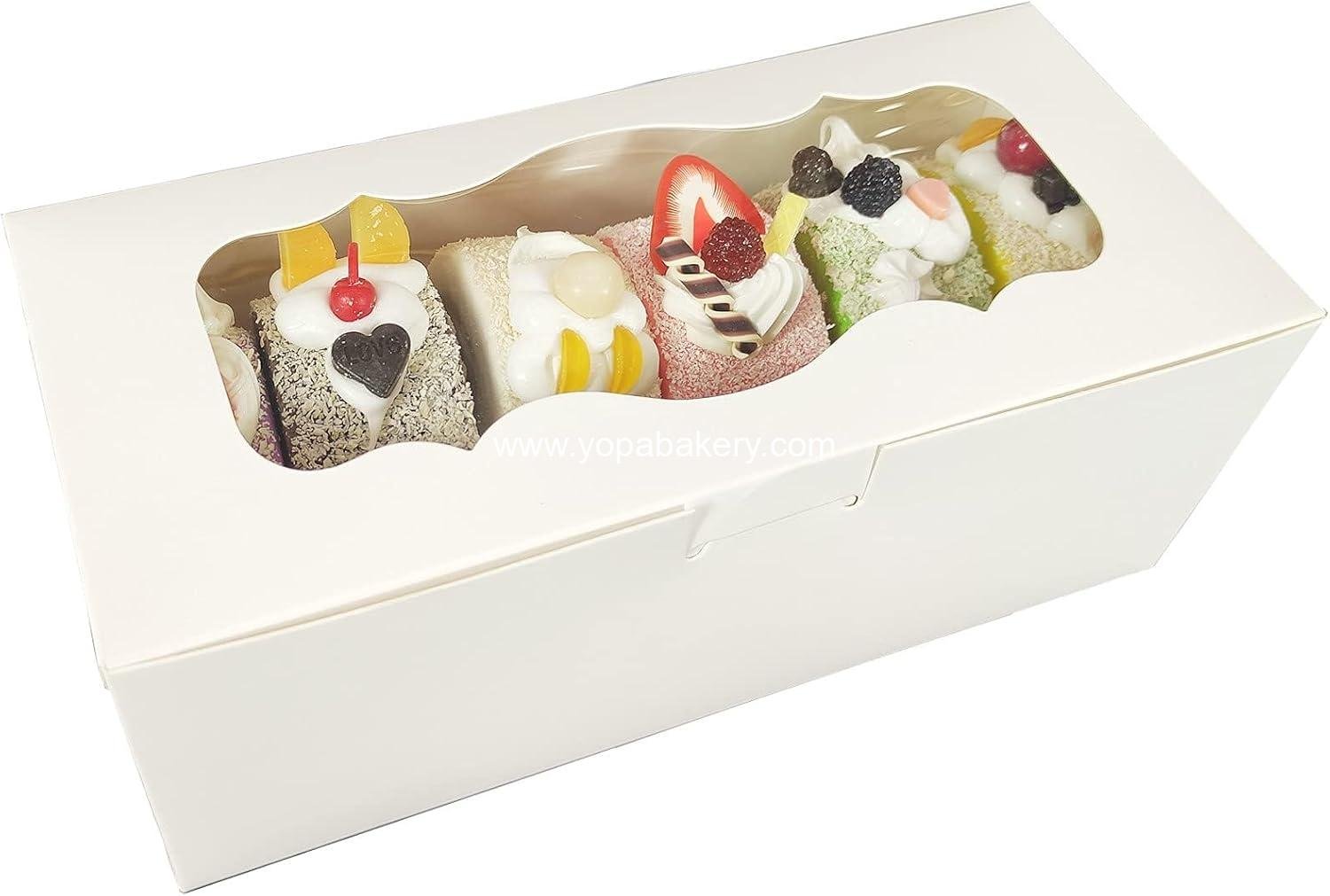 Wholesale 30pcs White Bakery Cookie Boxes with Window, 9x4x3.5 Inch Loaf Cake Boxes for Roll Cakes, Desserts, Muffins, Donuts, Candies, and Pastries - Factory