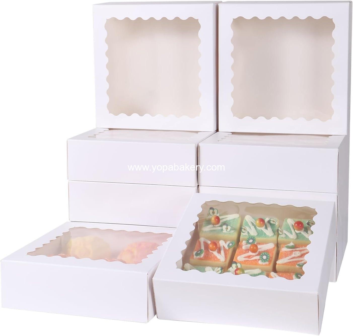 Wholesale 36 Pcs 10x10x2.5 Inch Cake Boxes with Window for Bakery, Pastry, Cookies, Mini Pies, Desserts, Strawberries, Chocolates (White) - OEM Factory