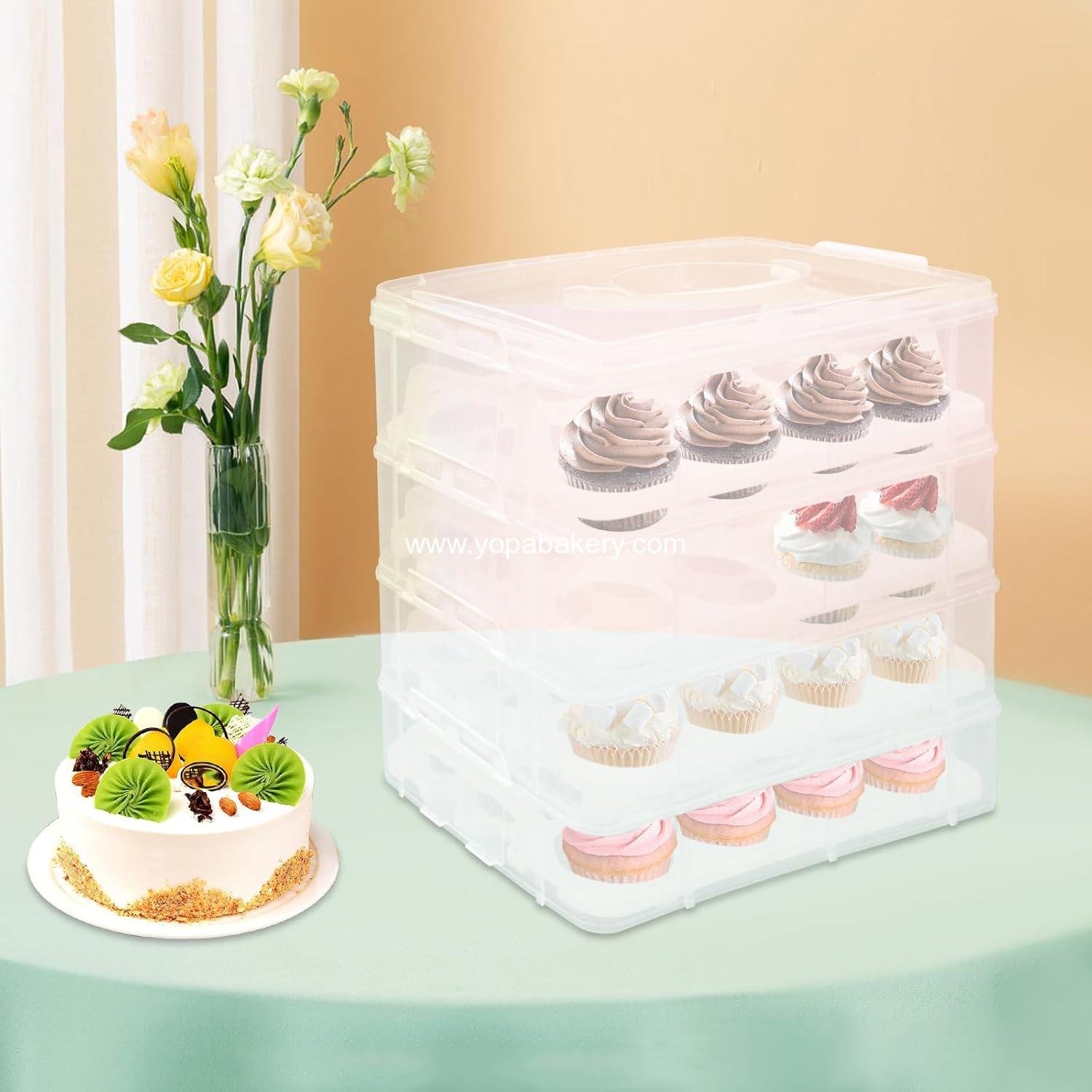 Wholesale 48 Cupcake Carrier 4-Tier Portable Bakery Box Large Transparent Lid Stackable Dessert Container for Cakes Cookies Events manufacturer
