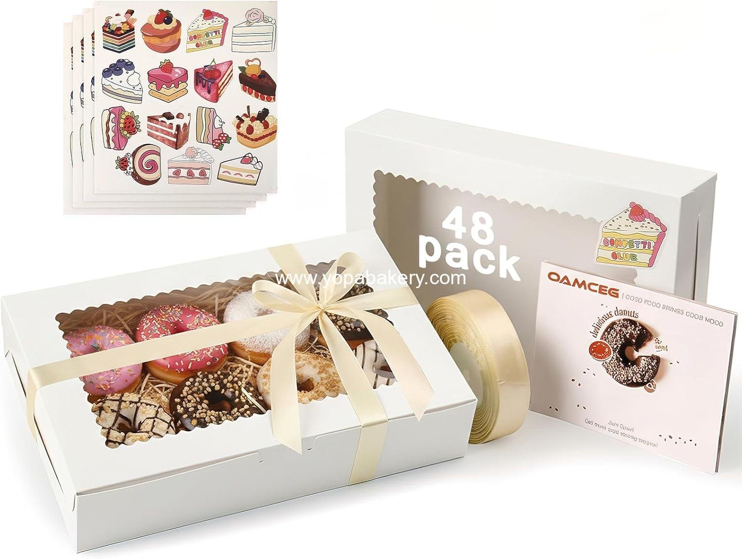 Wholesale 48 Pack Cookie Boxes with Window, 12x8x2.5 Inch Bakery Treat Boxes for Christmas Gifts, Desserts, Donuts, Pastries - Factory Wholesale 48 Pack Cookie Boxes with Window, 12x8x2.5 Inch Bakery Treat Boxes for Christmas Gifts, Desserts, Donuts, Pastries - Factory