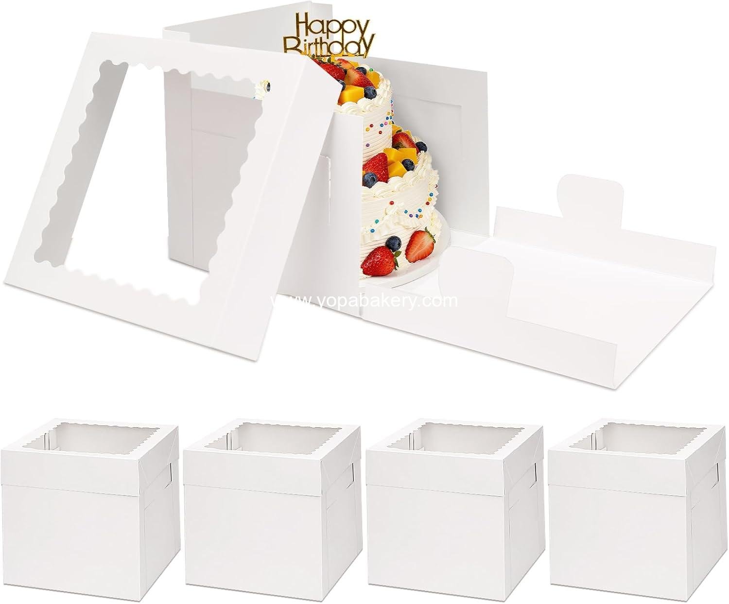 Wholesale 5 Pack Cake Boxes 8 Inch - Large Window Bakery Containers, Disposable White Cake Carrier for Birthday, Halloween, Party, Cupcake, Cookie, Pie, Pastry (8x8x8 Inches) Factory