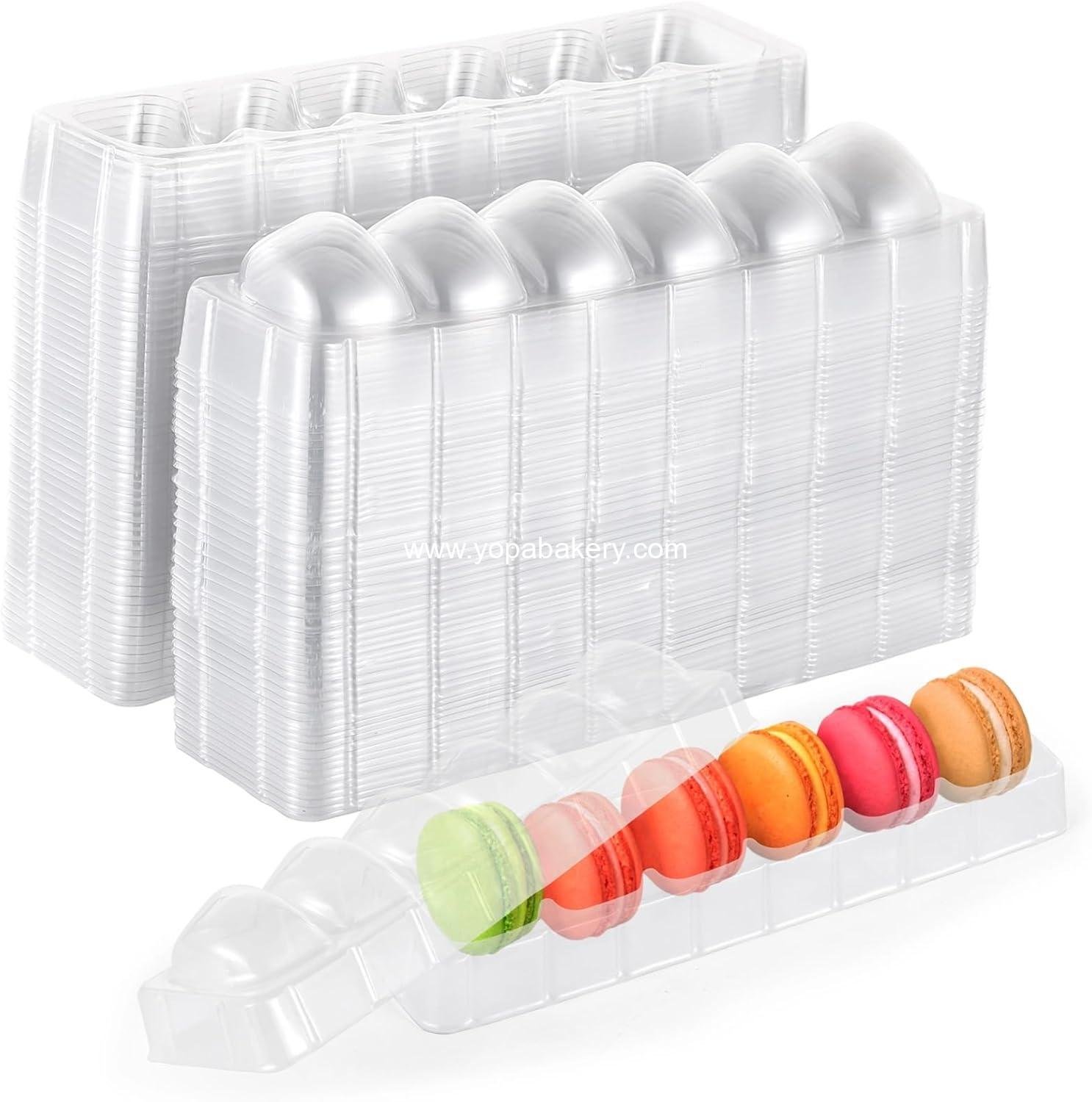 Wholesale 50 PCS Macaron Boxes - 6-Slot Clear Plastic Dessert Cases for Macarons and Small Cakes, Macaroon Packaging Display Trays for Cookies, Wedding Party Gifts (8.9 x 2.0 x 2.6 in) Factory